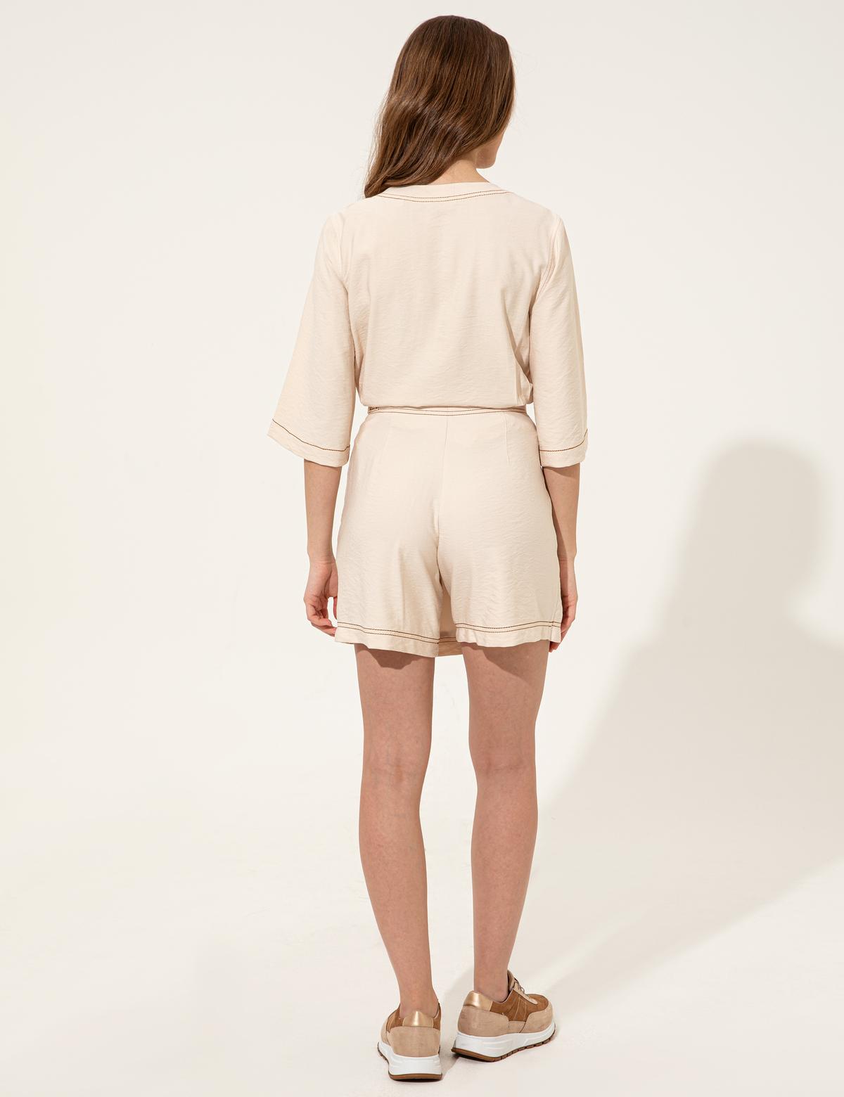 Krem A Kesim Şort Etek - 50247487003