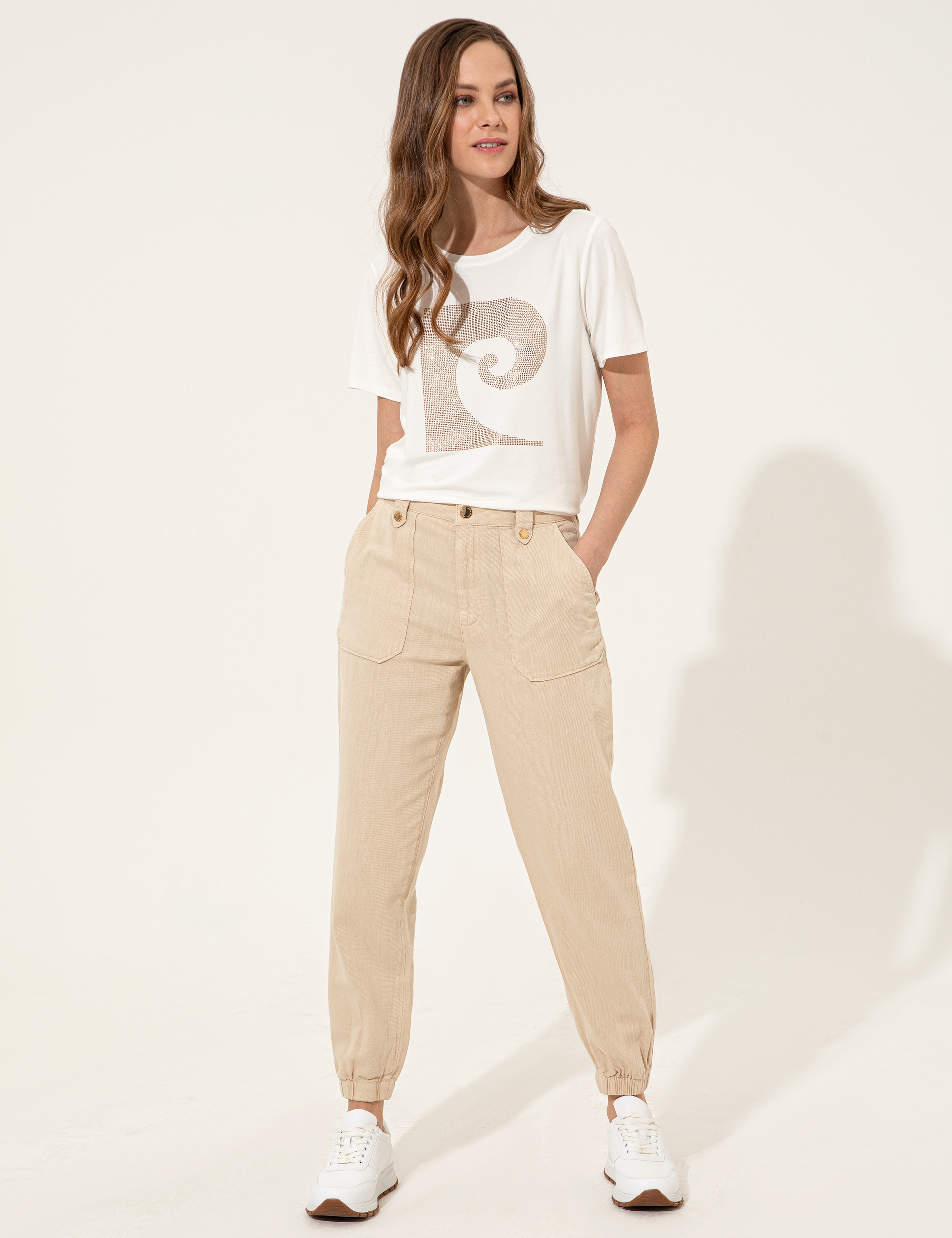 Bej Jogger Fit Kanvas Pantolon - Image 1