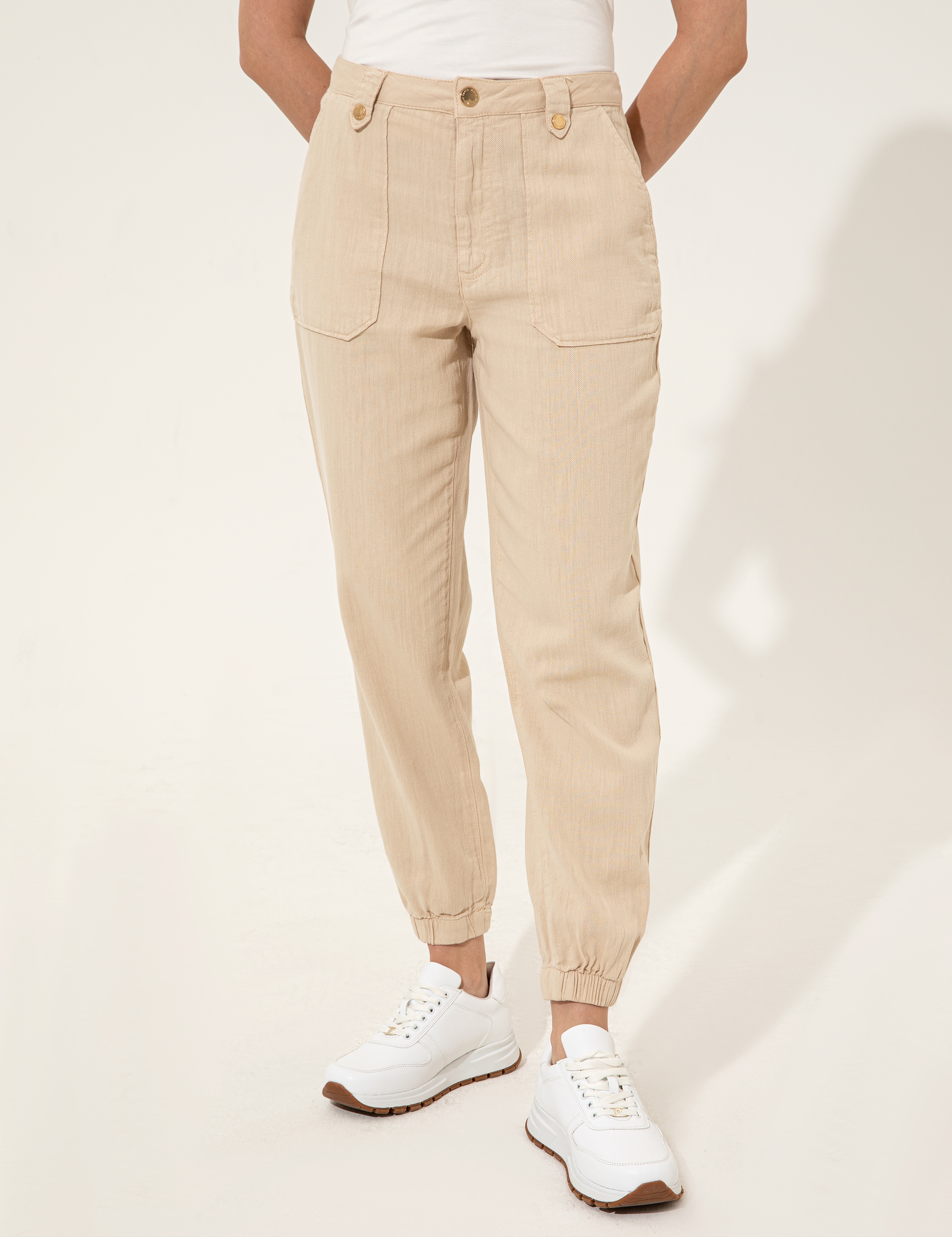 Bej Jogger Fit Kanvas Pantolon - Image 2