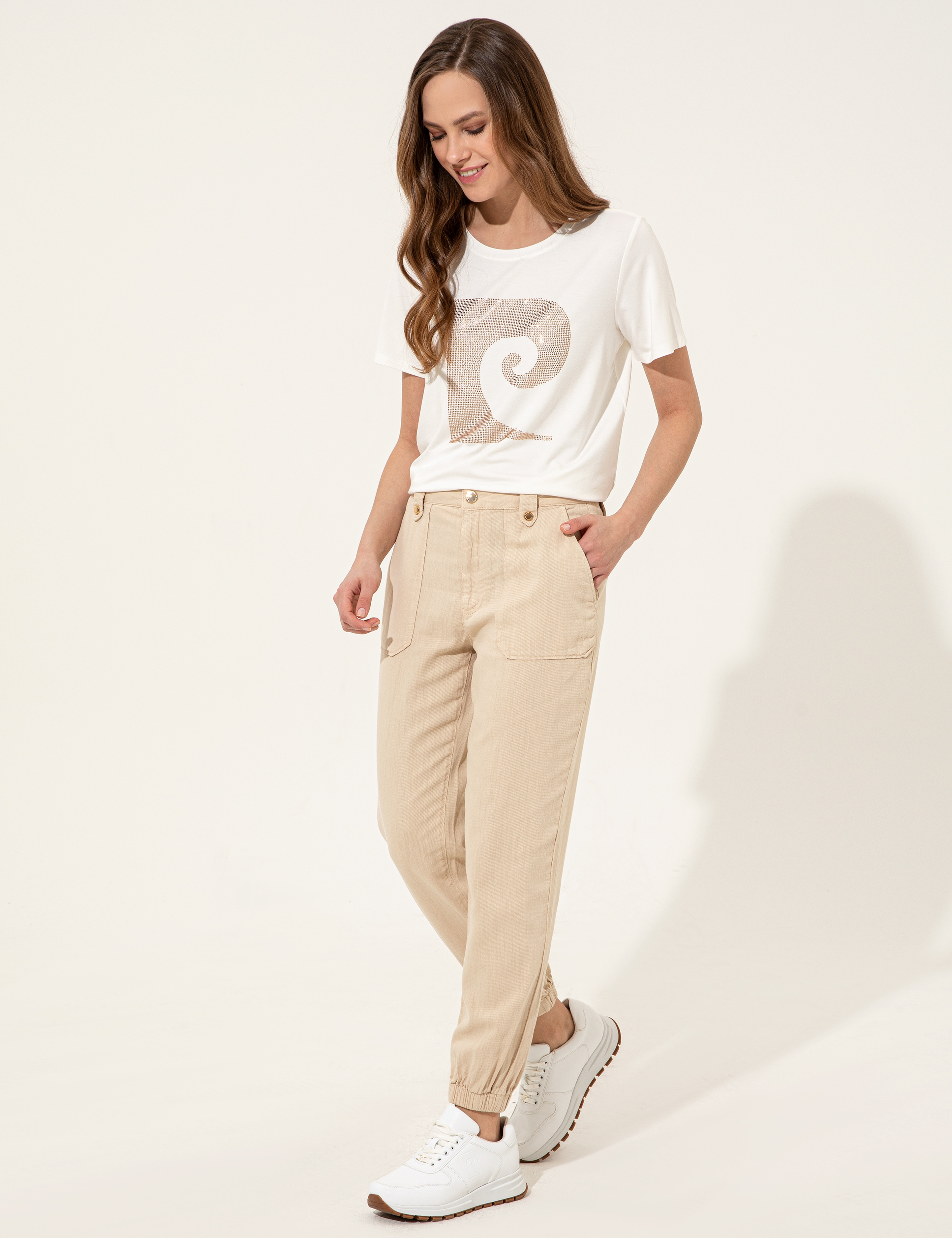 Bej Jogger Fit Kanvas Pantolon