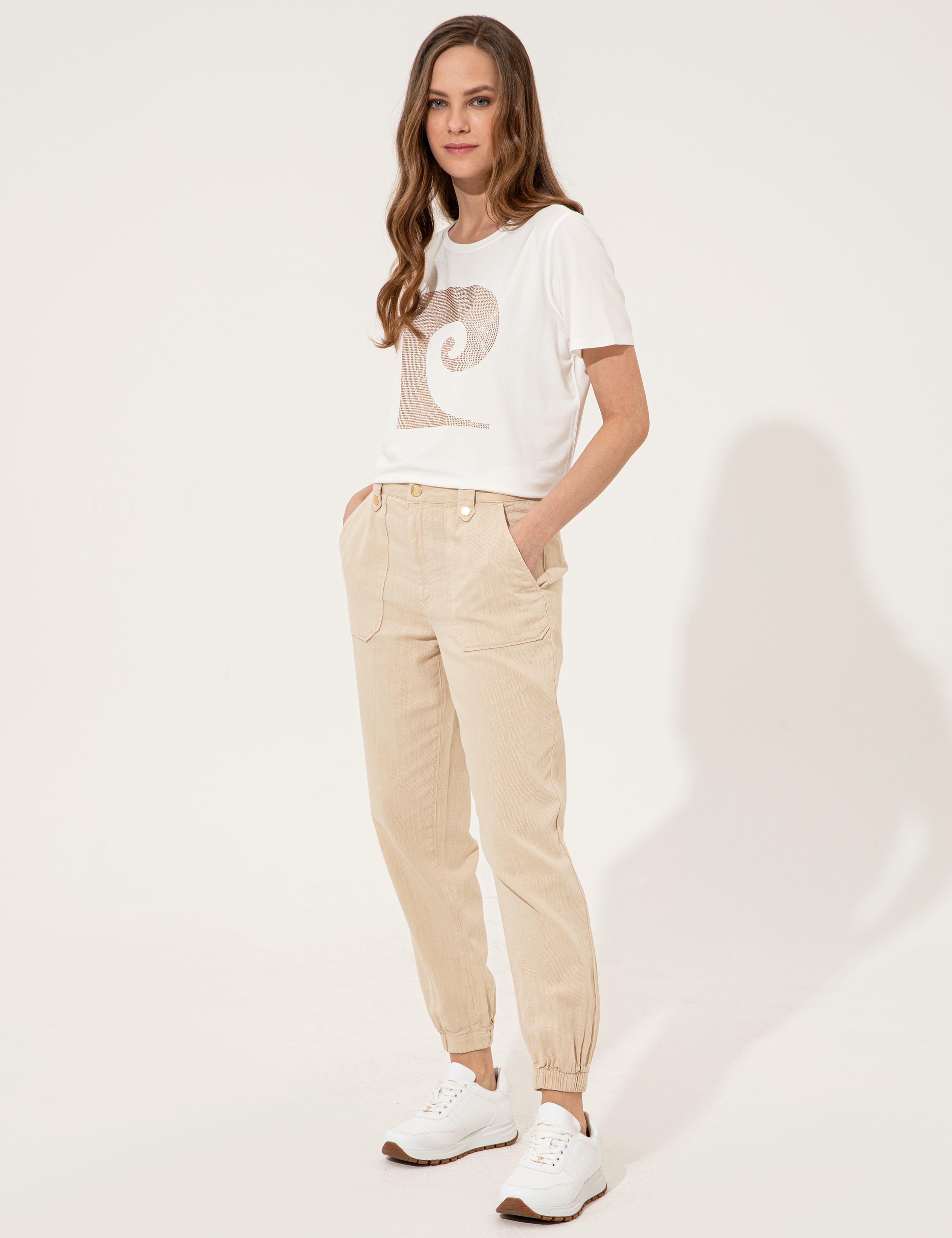 Bej Jogger Fit Kanvas Pantolon