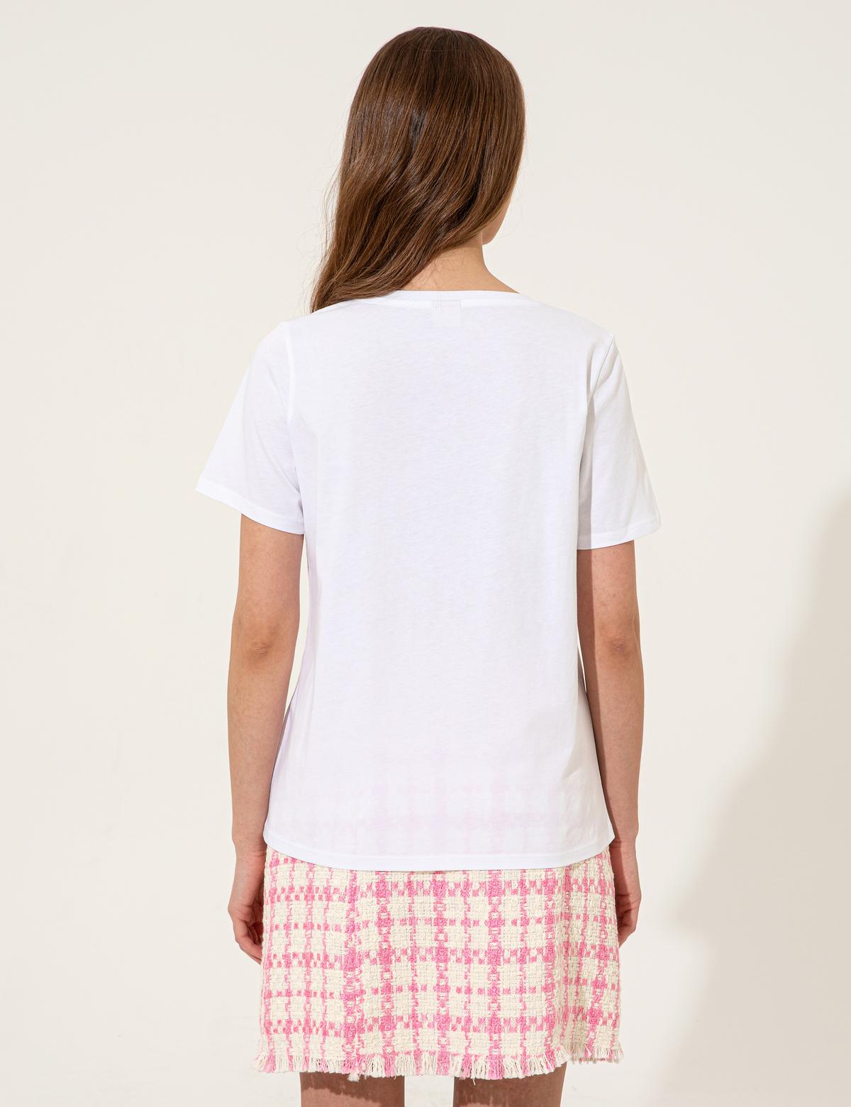 Beyaz Regular Fit Tişört - 50252146003