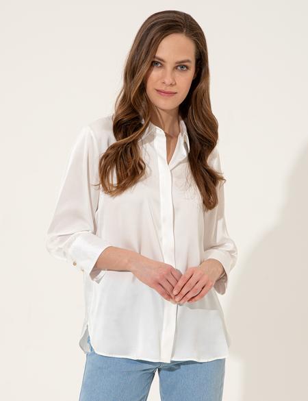 Beyaz Comfort Fit Uzun Kollu Gömlek - 50247265001