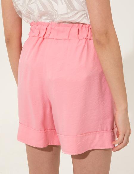 Pembe Yüksek Bel Bermuda Şort - 50247876011