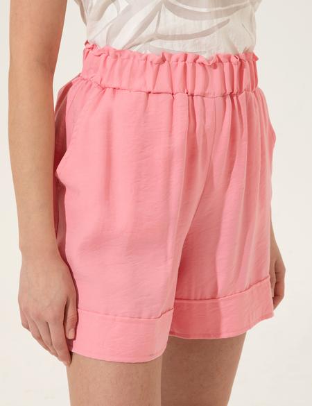 Pembe Yüksek Bel Bermuda Şort - 50247876011