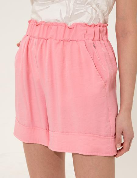 Pembe Yüksek Bel Bermuda Şort - 50247876011