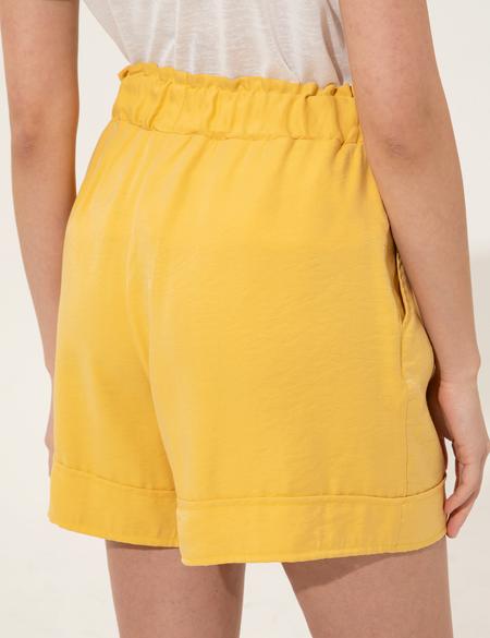 Sarı Yüksek Bel Bermuda Şort - 50247876035