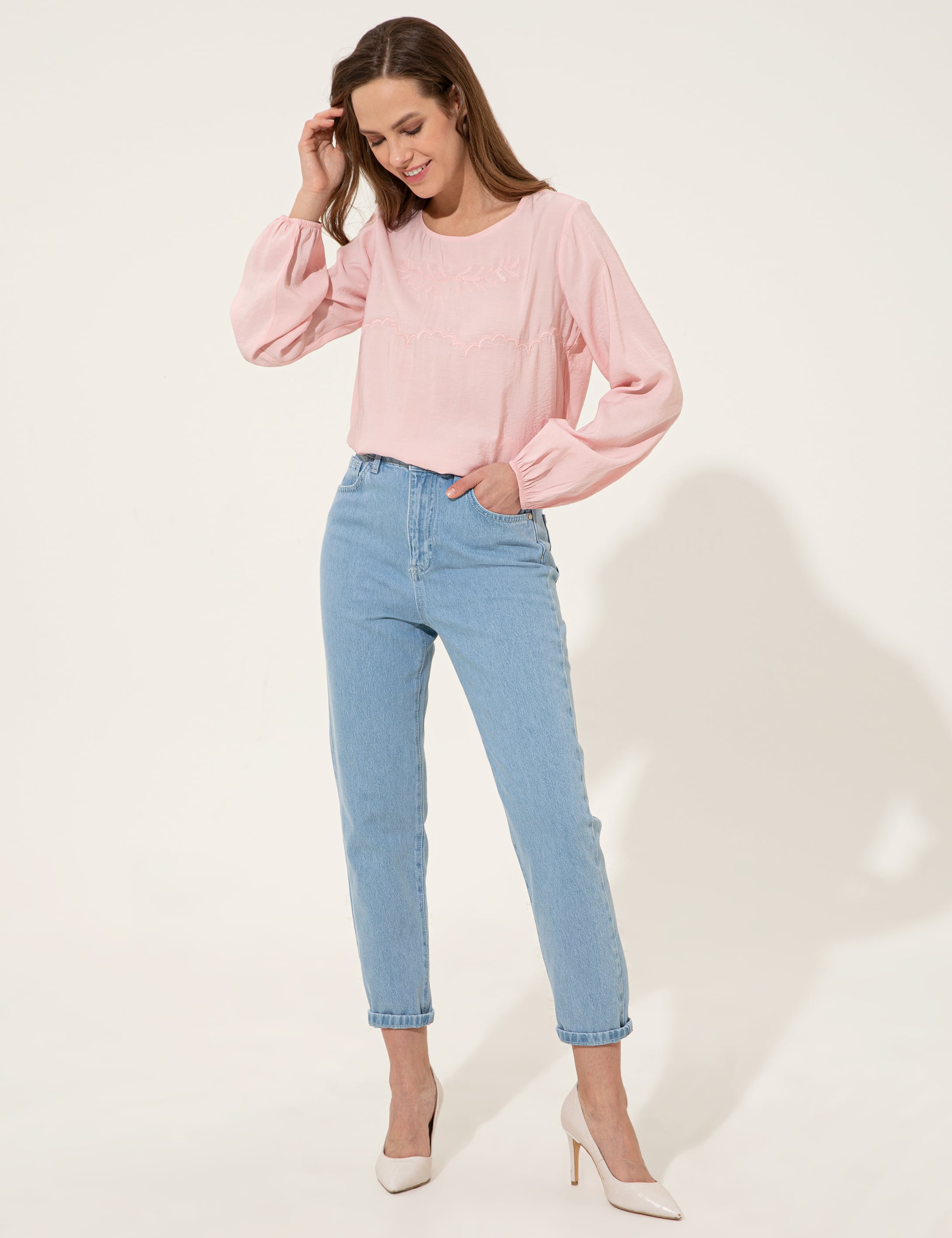 Pembe Regular Fit Bluz - Image 4