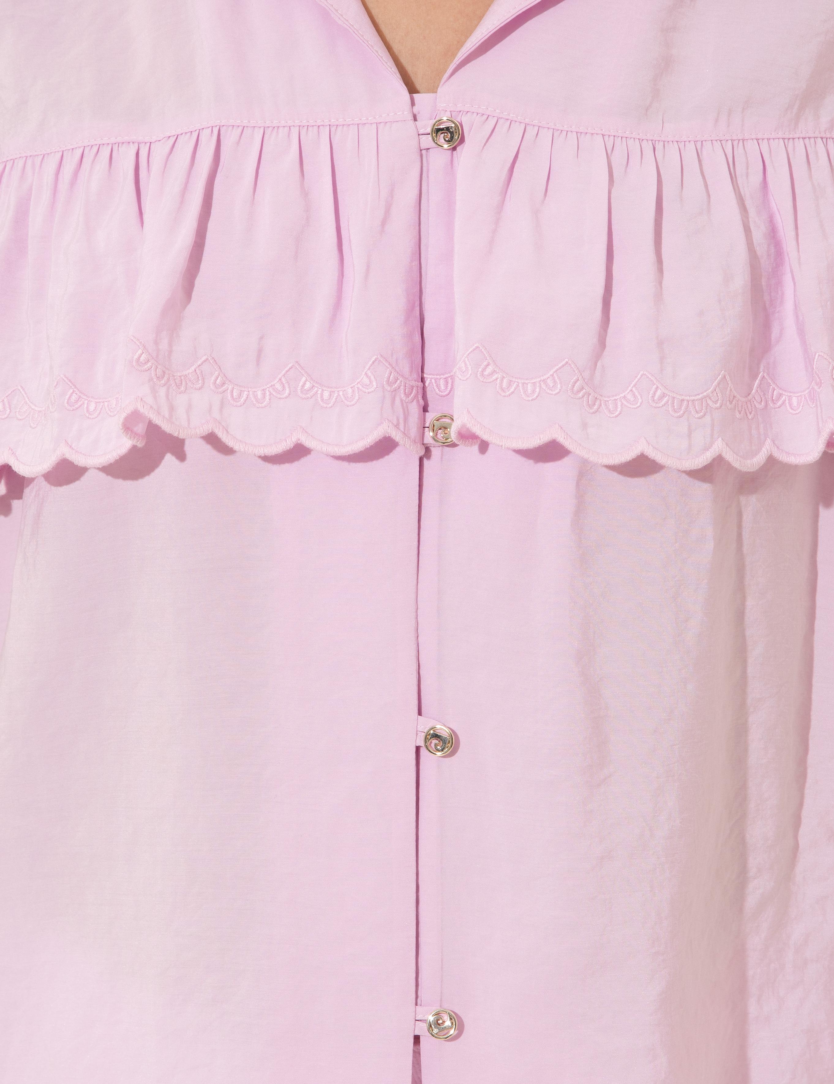 Lila Crop Top Kısa Kollu Gömlek