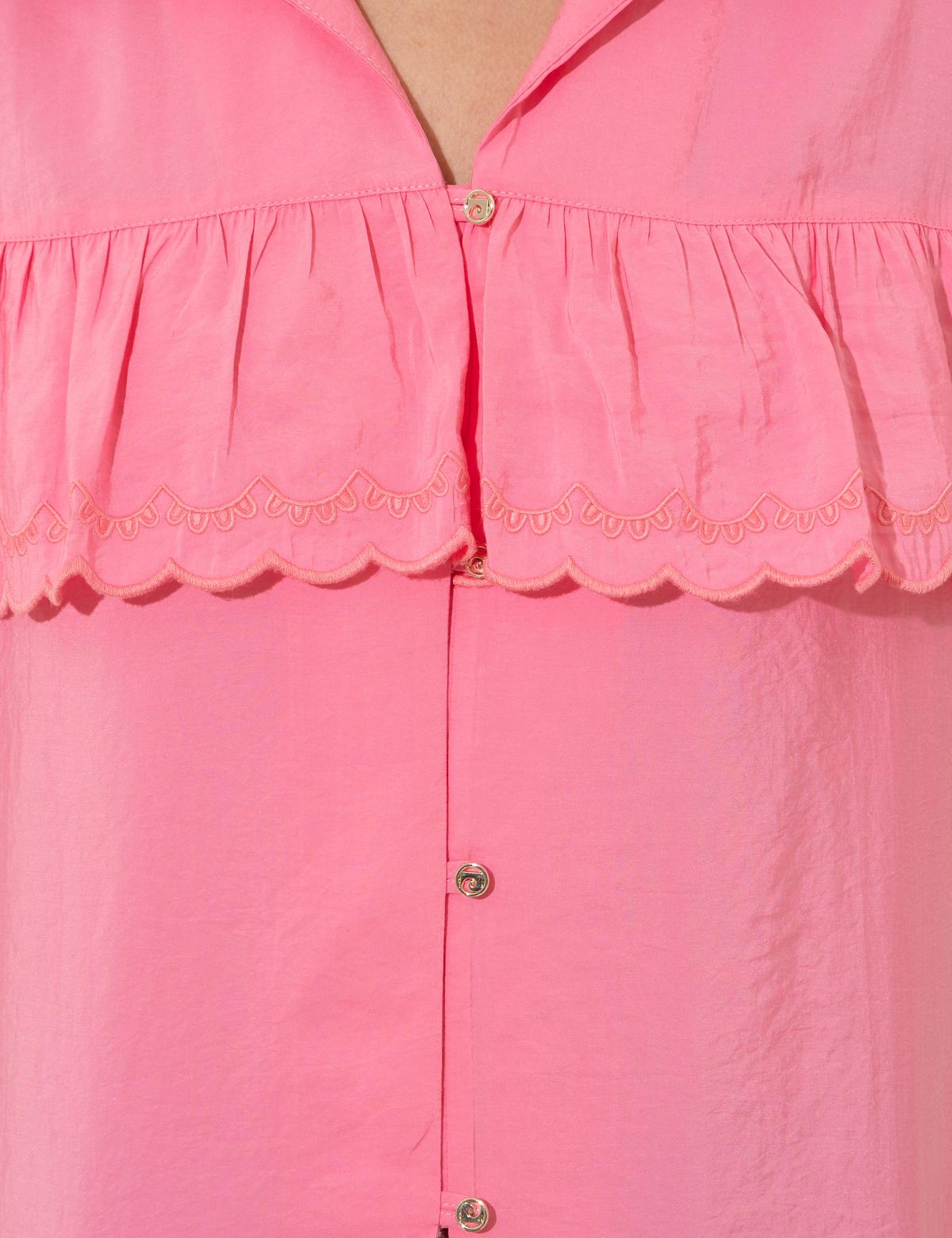 Fuşya Crop Top Kısa Kollu Gömlek - 50247273035