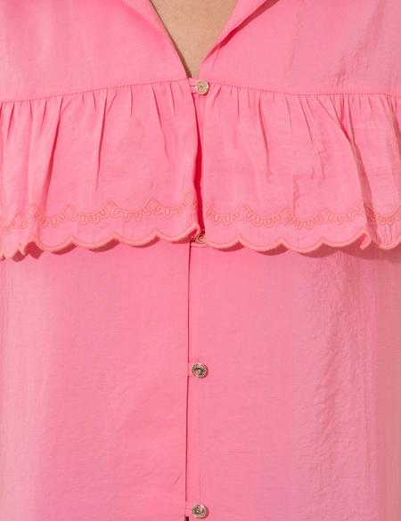 Fuşya Crop Top Kısa Kollu Gömlek - 50247273035