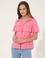 Fuşya Crop Top Kısa Kollu Gömlek