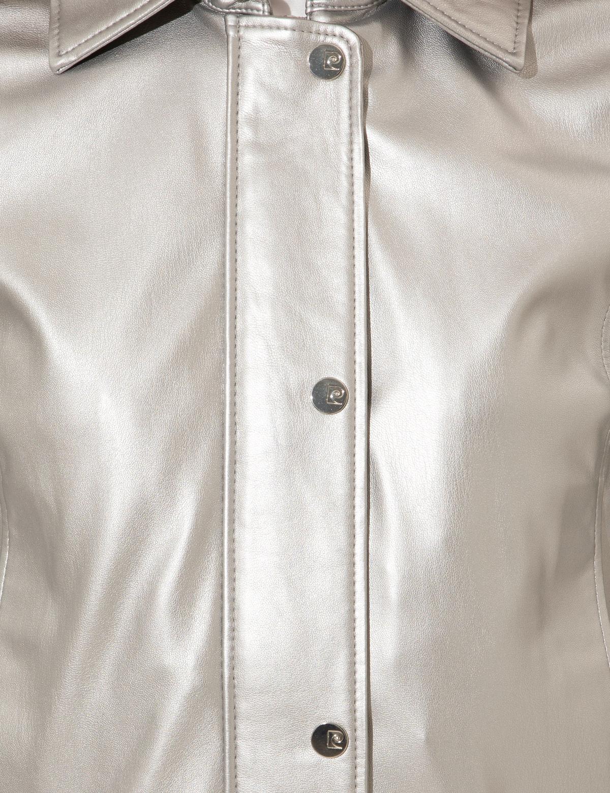 Gümüş Parlak Deri Ceket - 50252500003