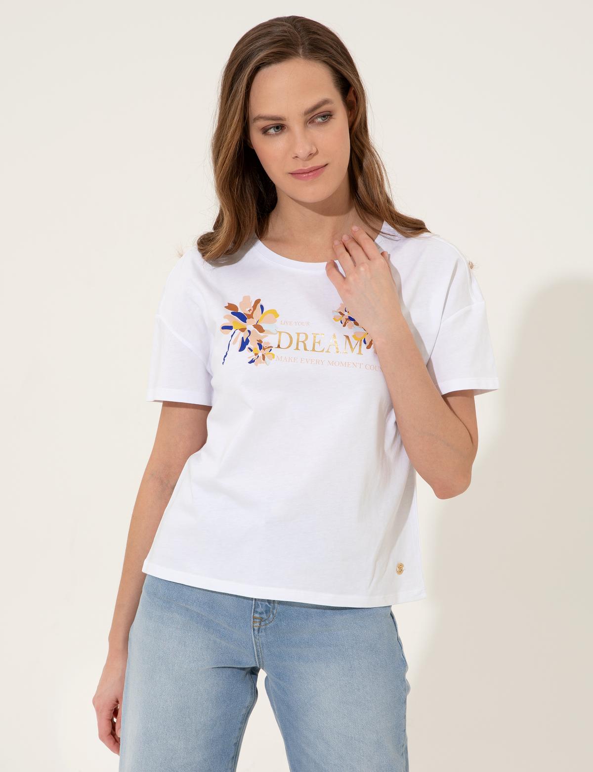 Beyaz Crop Top Tişört - 50252138003