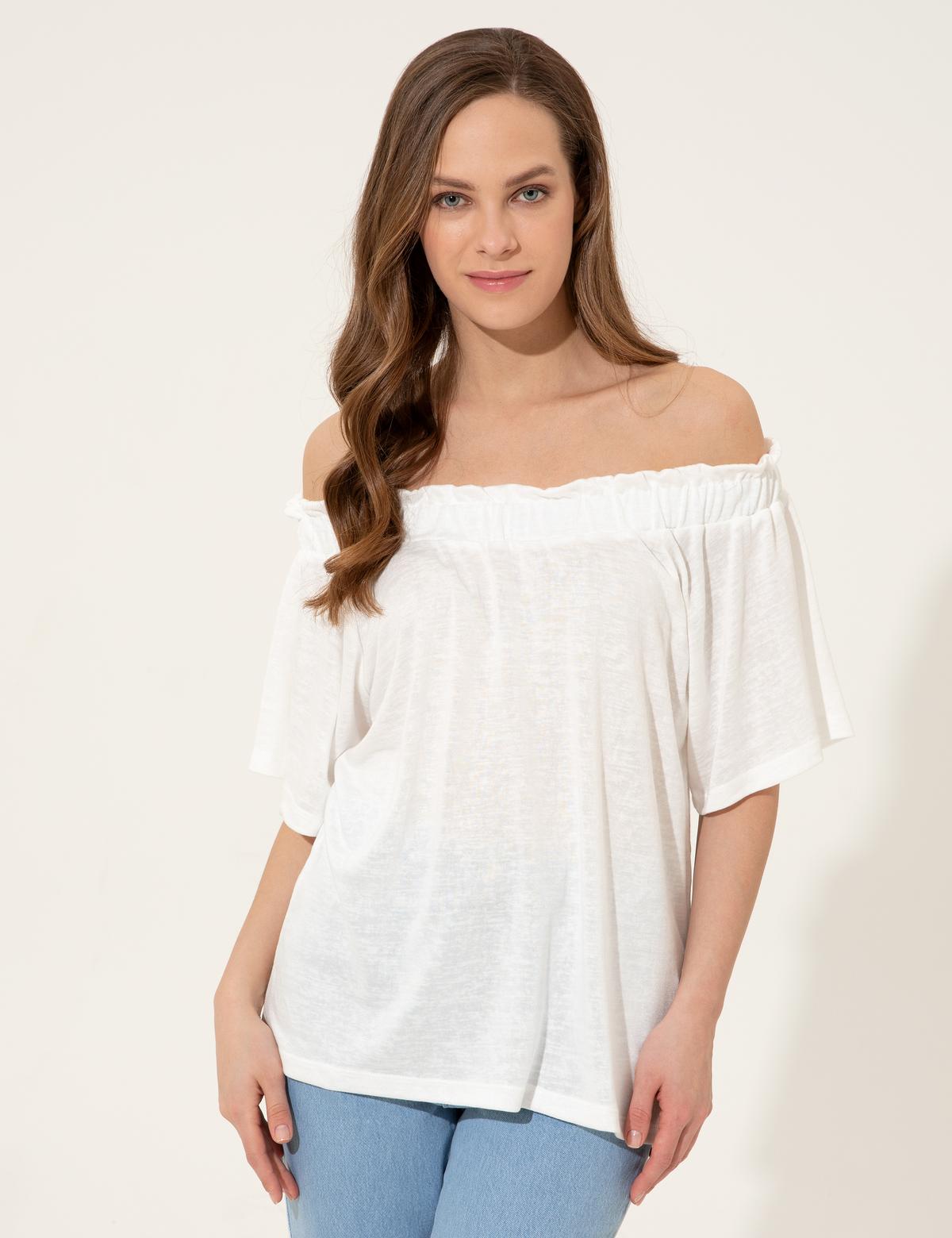 Beyaz Örme Bluz - 50248132003