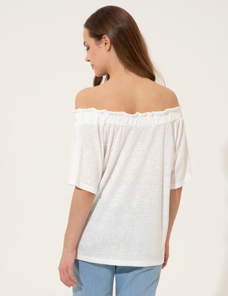 Beyaz Örme Bluz - 50248132003