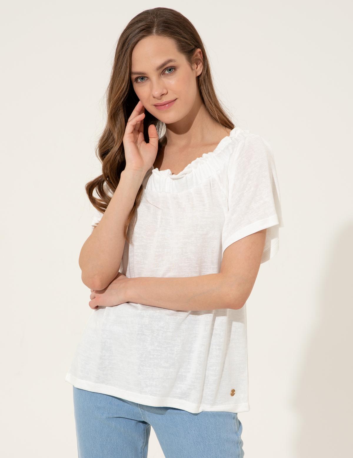 Beyaz Örme Bluz - 50248132003