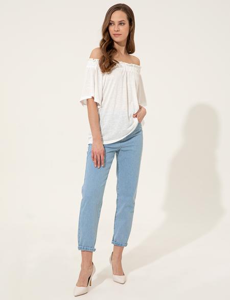 Beyaz Örme Bluz - 50248132003