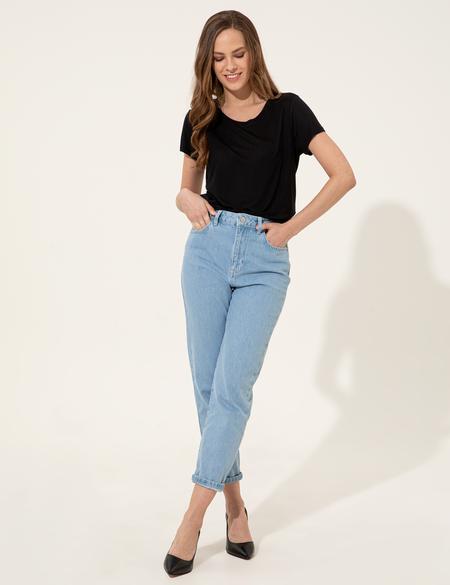 Siyah Regular Fit Bisiklet Yaka Tişört - 50252126006