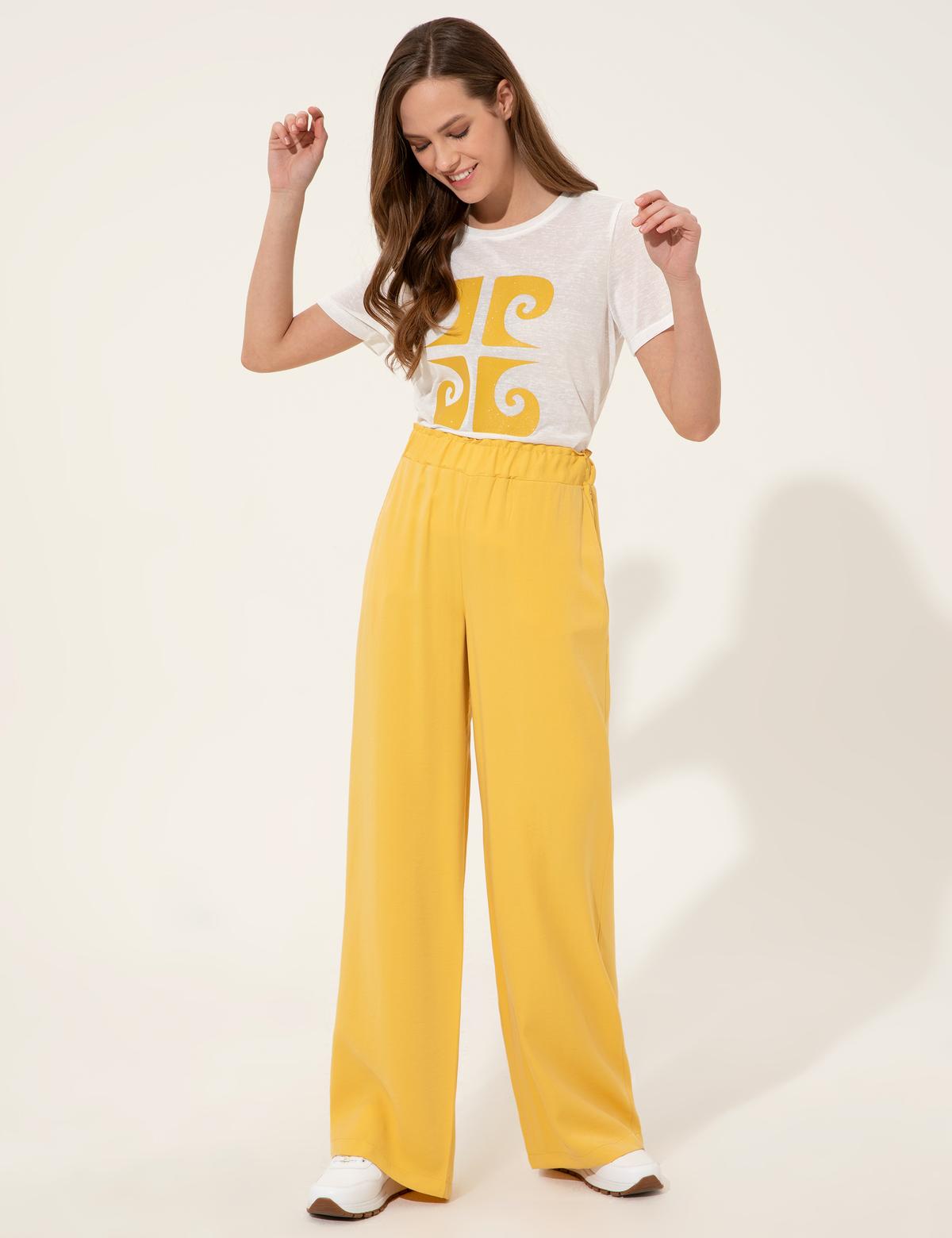 Neon Sarı Dad Fit Kanvas Pantolon - 50246188039