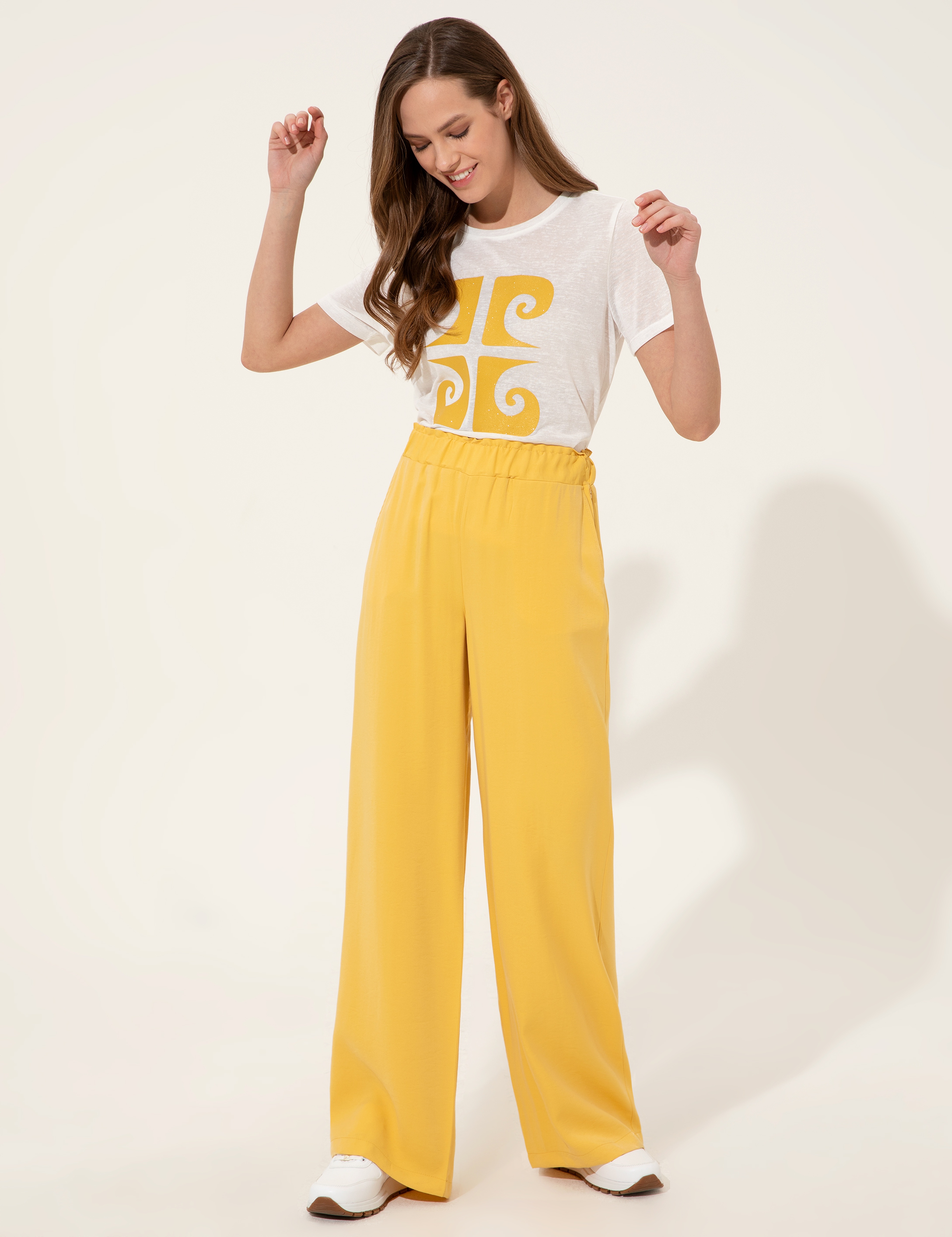 Neon Sarı Dad Fit Kanvas Pantolon - Image 3
