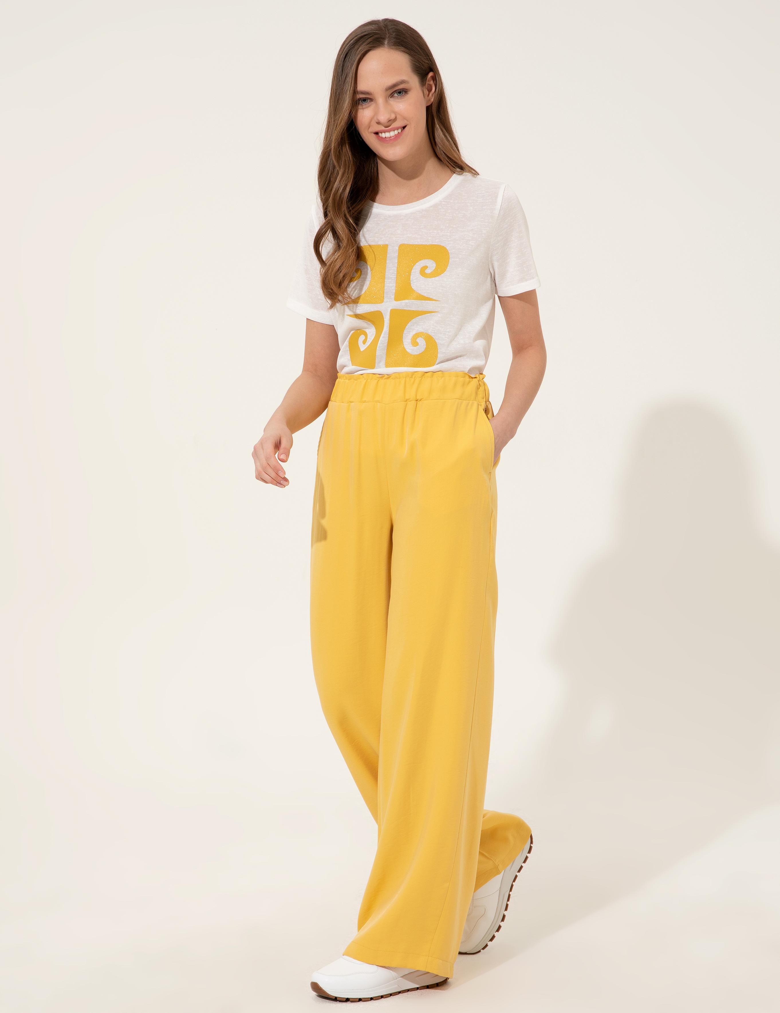 Neon Sarı Dad Fit Kanvas Pantolon