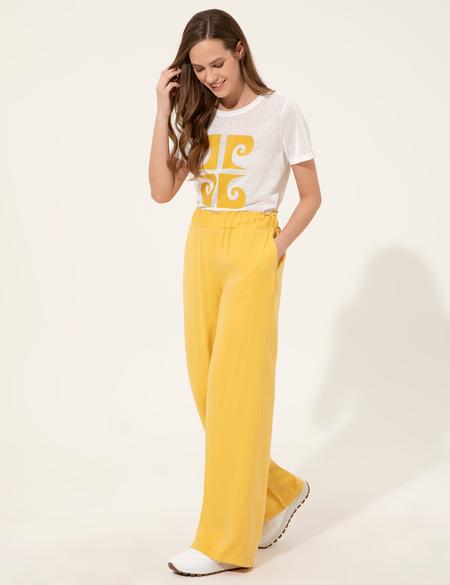 Neon Sarı Dad Fit Kanvas Pantolon - 50246188039