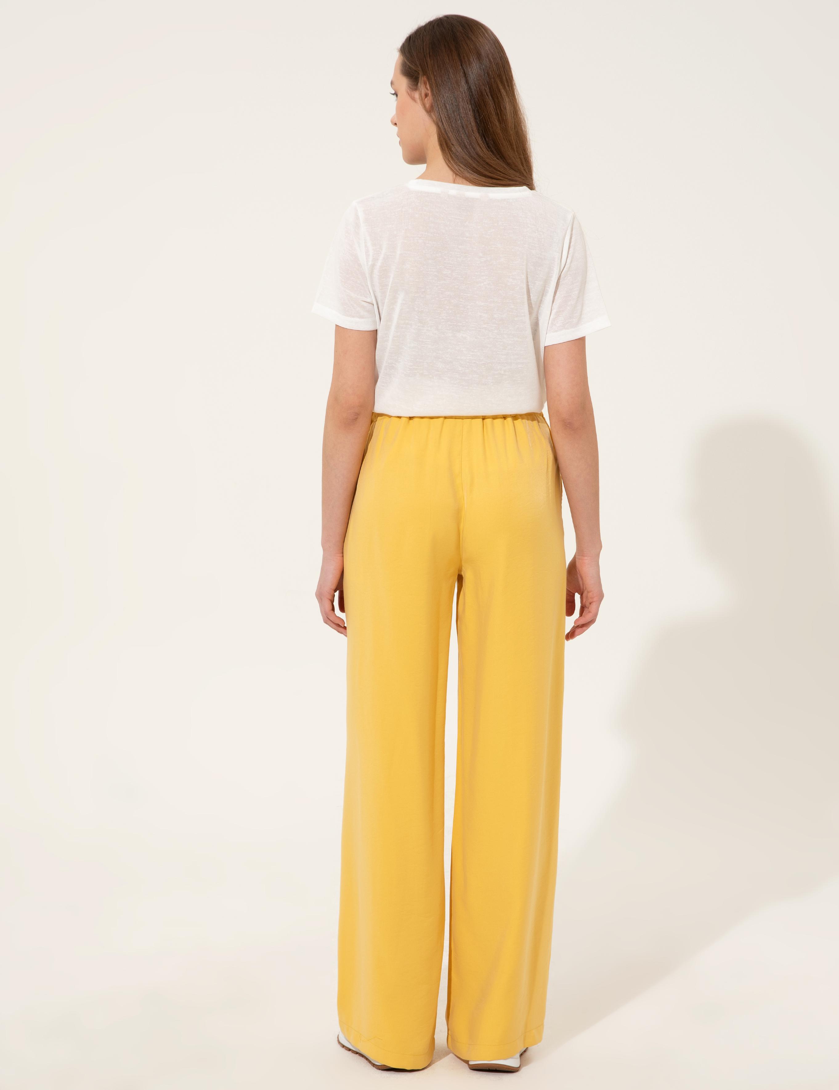 Neon Sarı Dad Fit Kanvas Pantolon