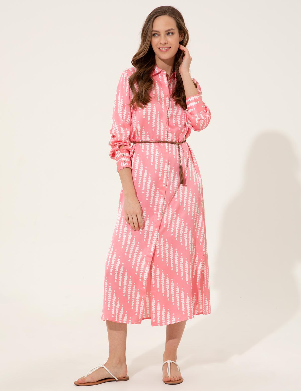 Pembe Comfort Fit Gömlek Elbise - 50247258018