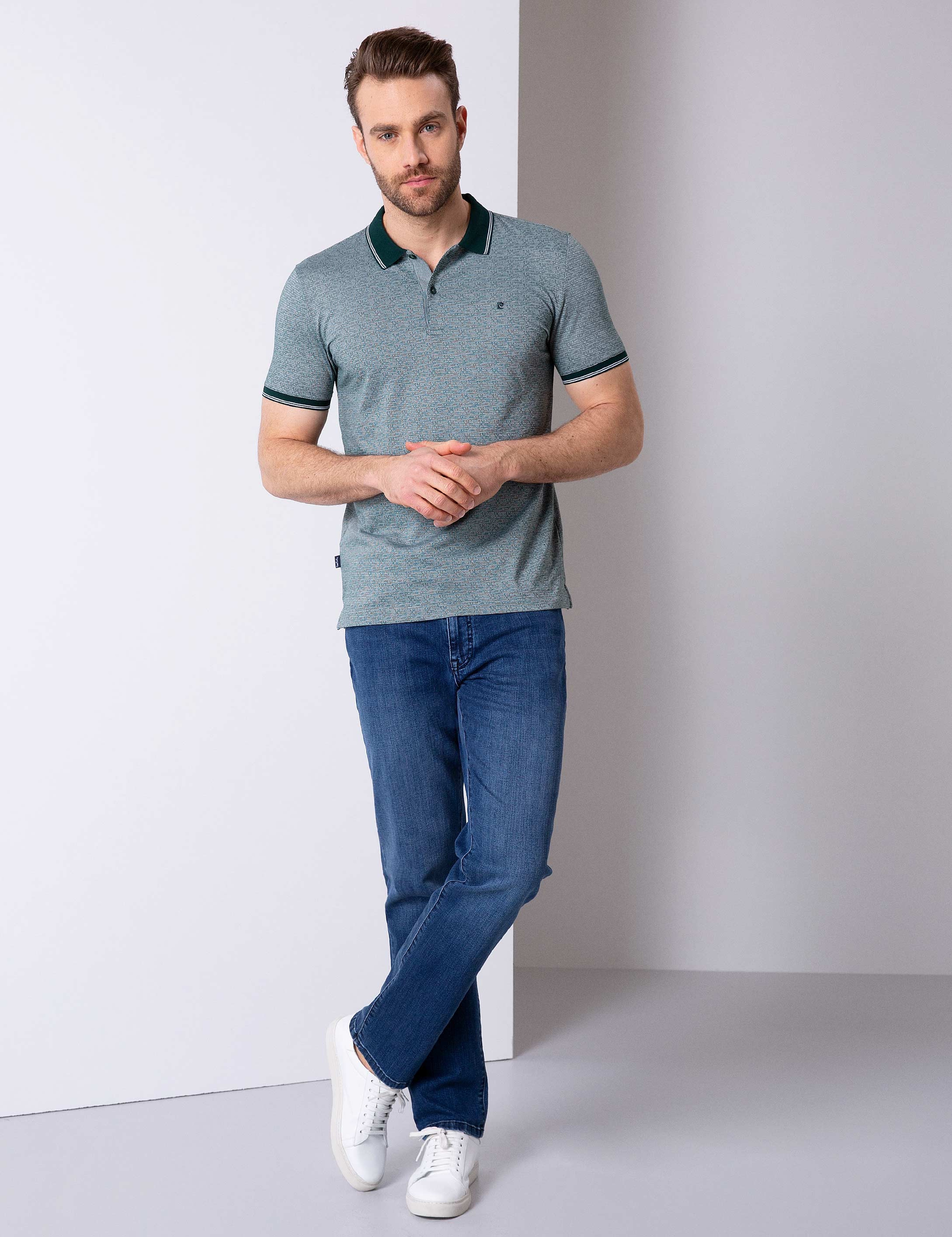 Koyu Yeşil Slim Fit Polo Yaka T-Shirt - Image 3