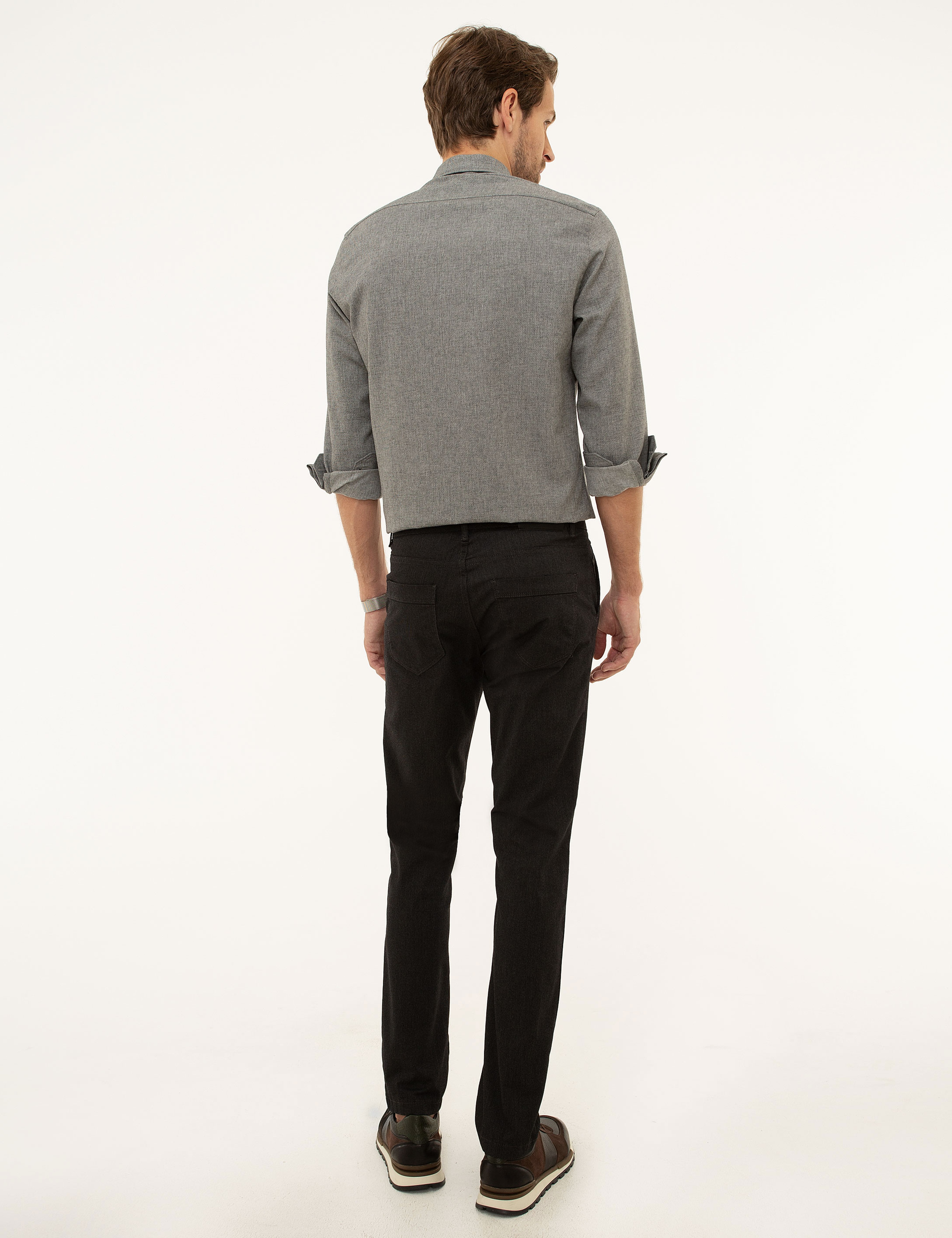 Siyah Slim Fit Kanvas Pantolon