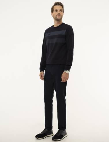 Lacivert Slim Fit Kanvas Pantolon