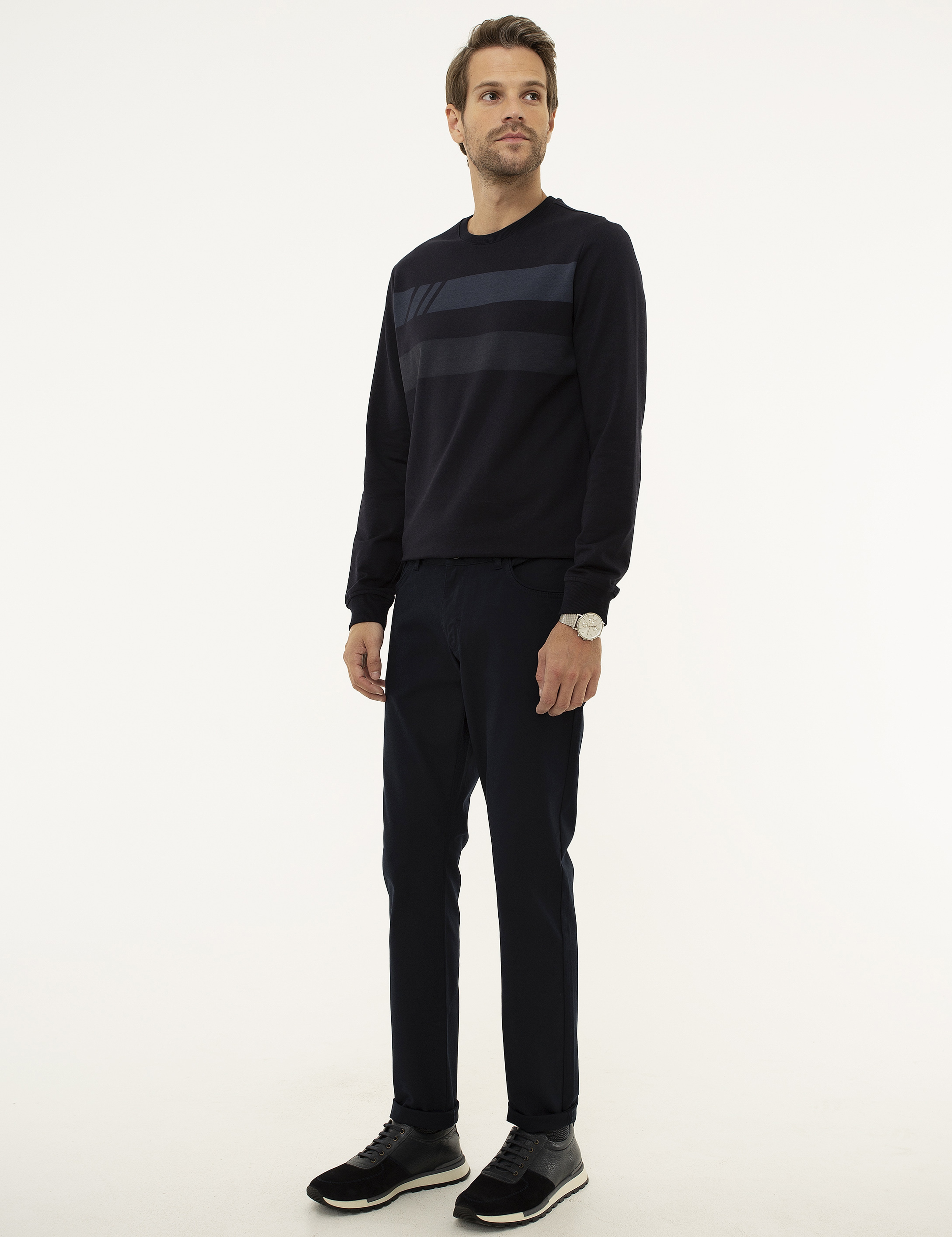 Lacivert Slim Fit Kanvas Pantolon - Image 2