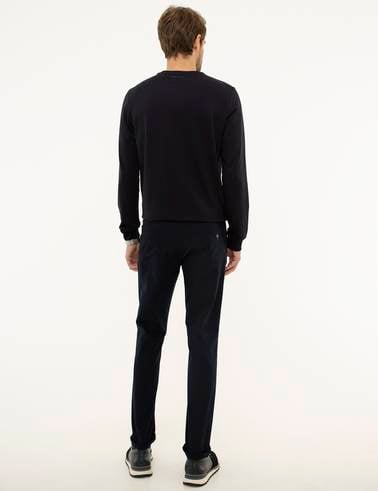 Lacivert Slim Fit Kanvas Pantolon