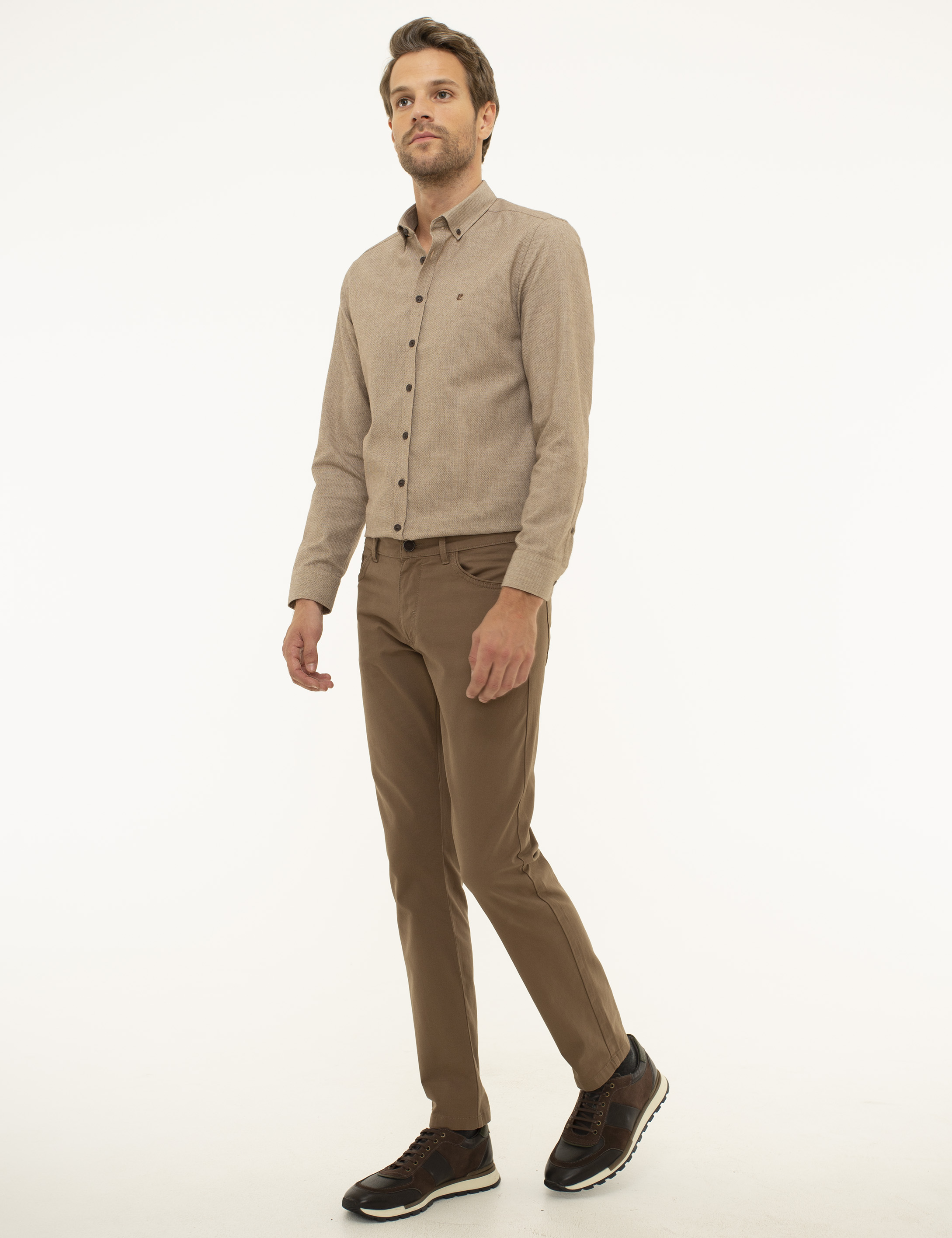 Açık Kahverengi Slim Fit Chino Pantolon