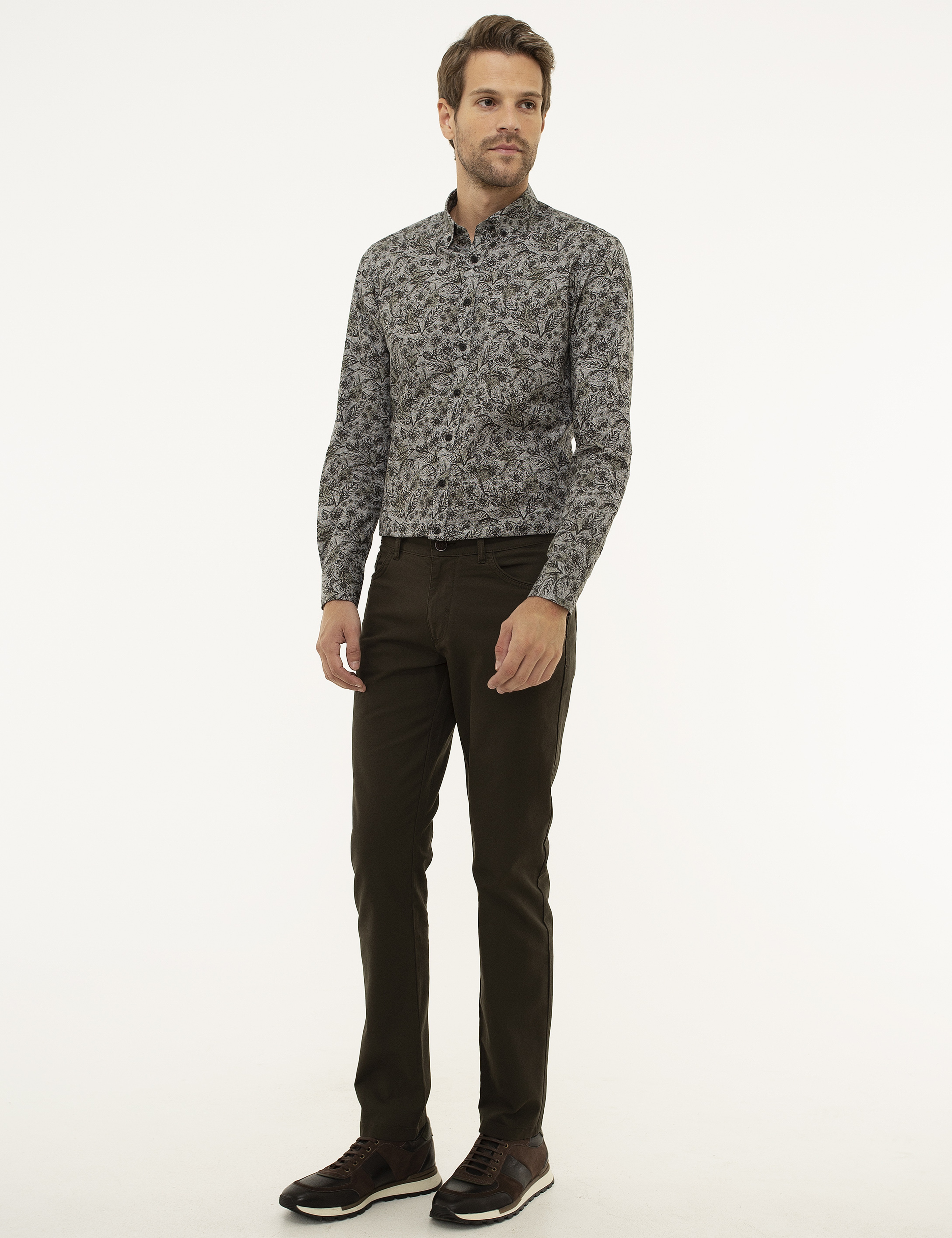 Haki Slim Fit Kanvas Pantolon - Image 2