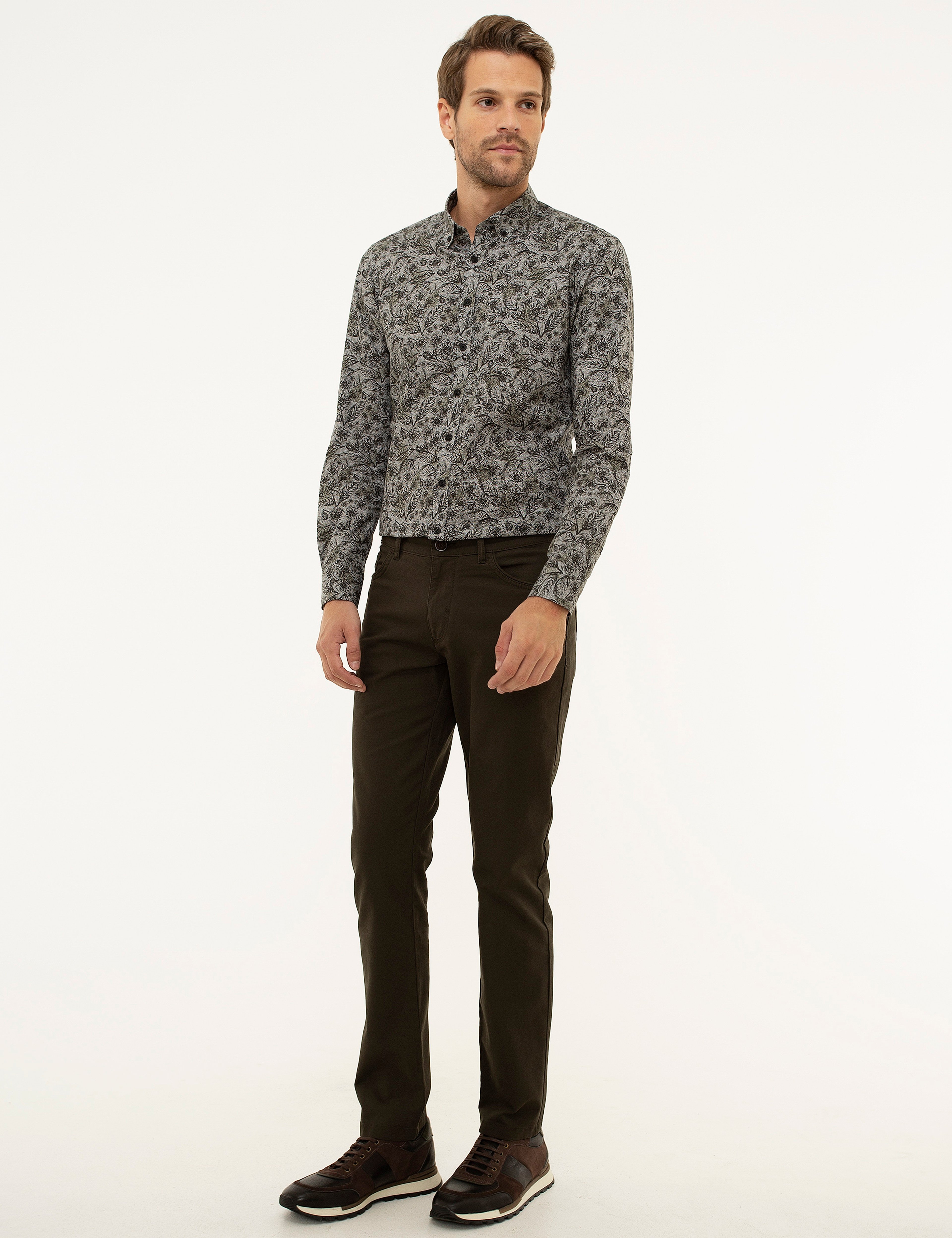 Haki Slim Fit Kanvas Pantolon