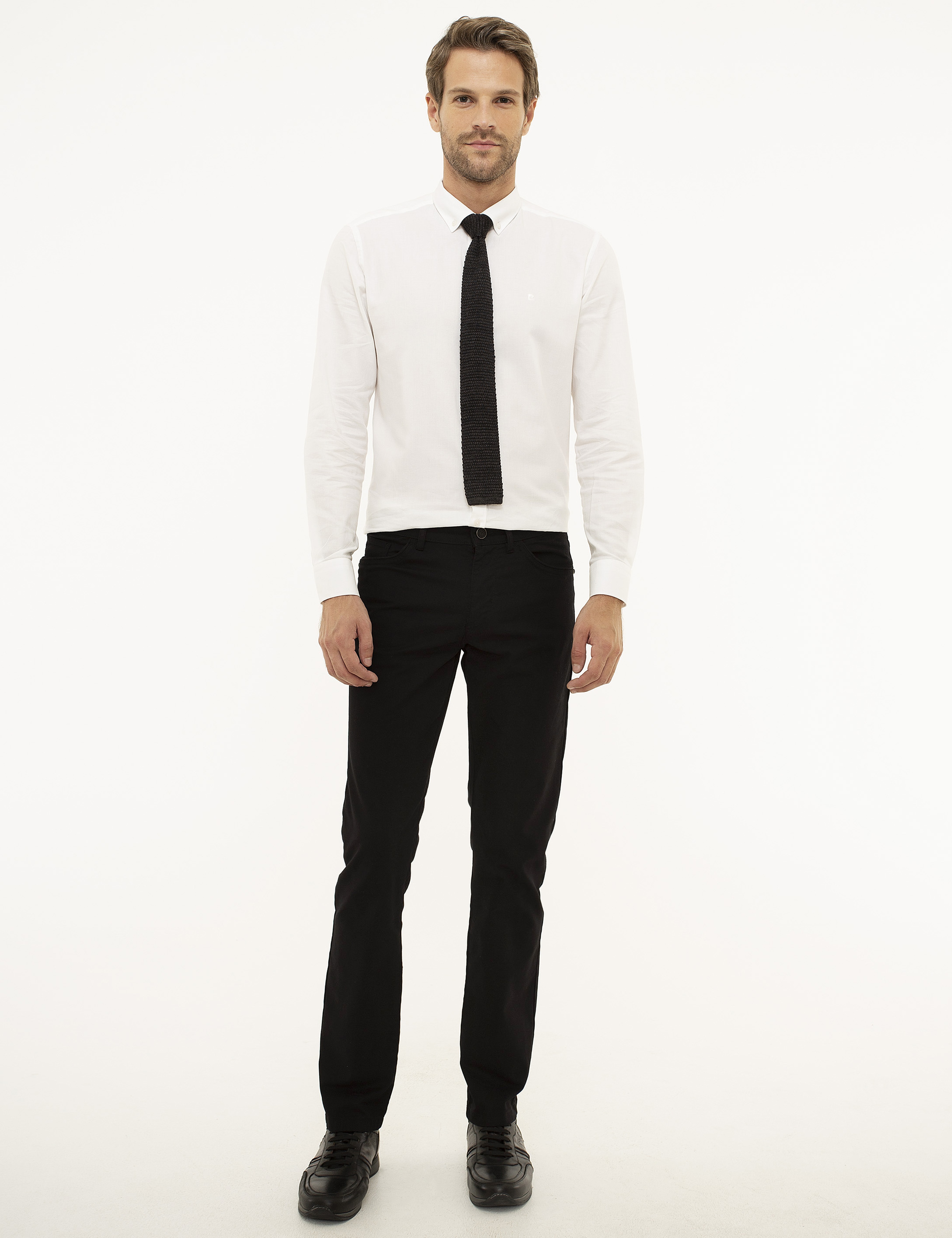 Siyah Slim Fit Kanvas Pantolon