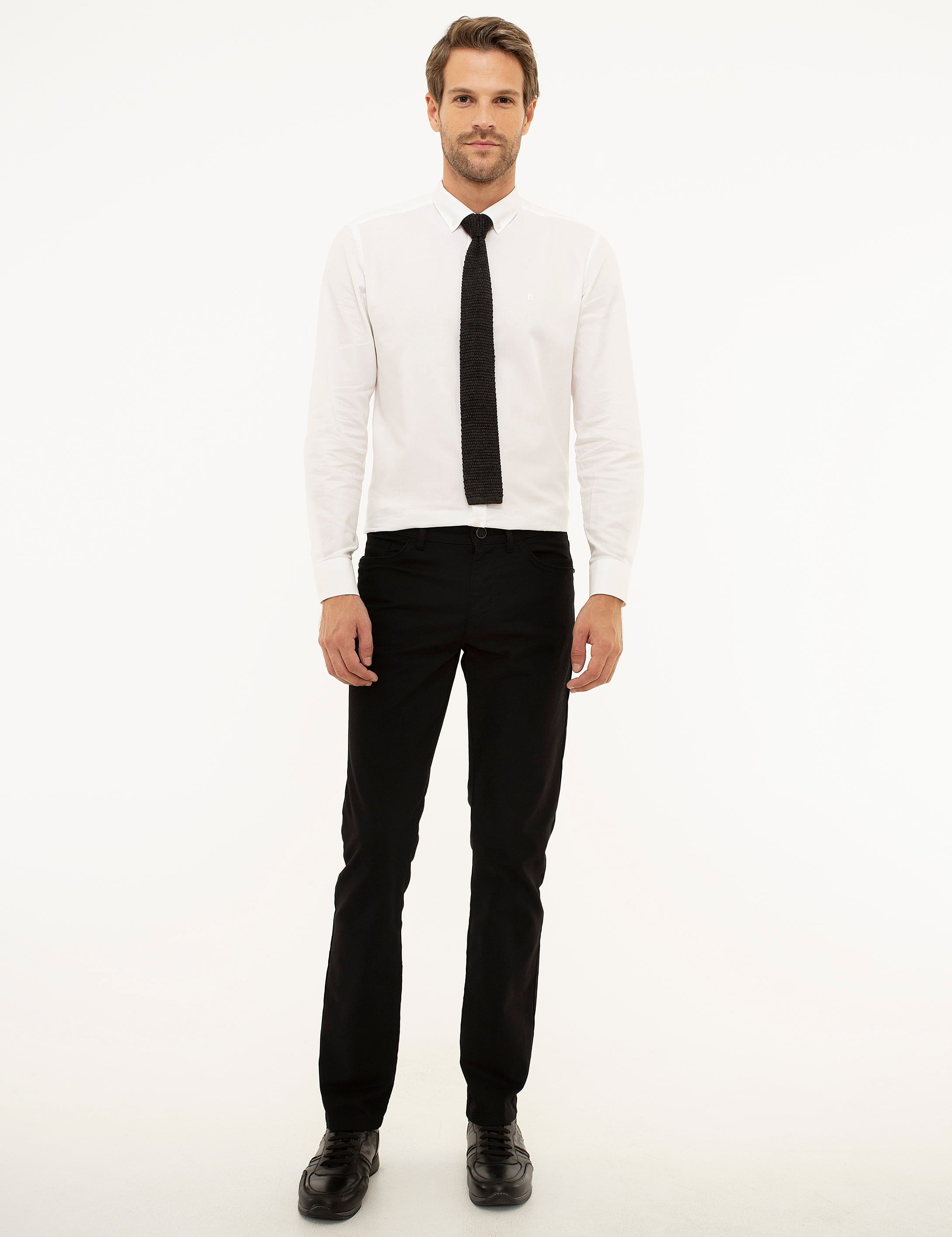 Siyah Slim Fit Kanvas Pantolon