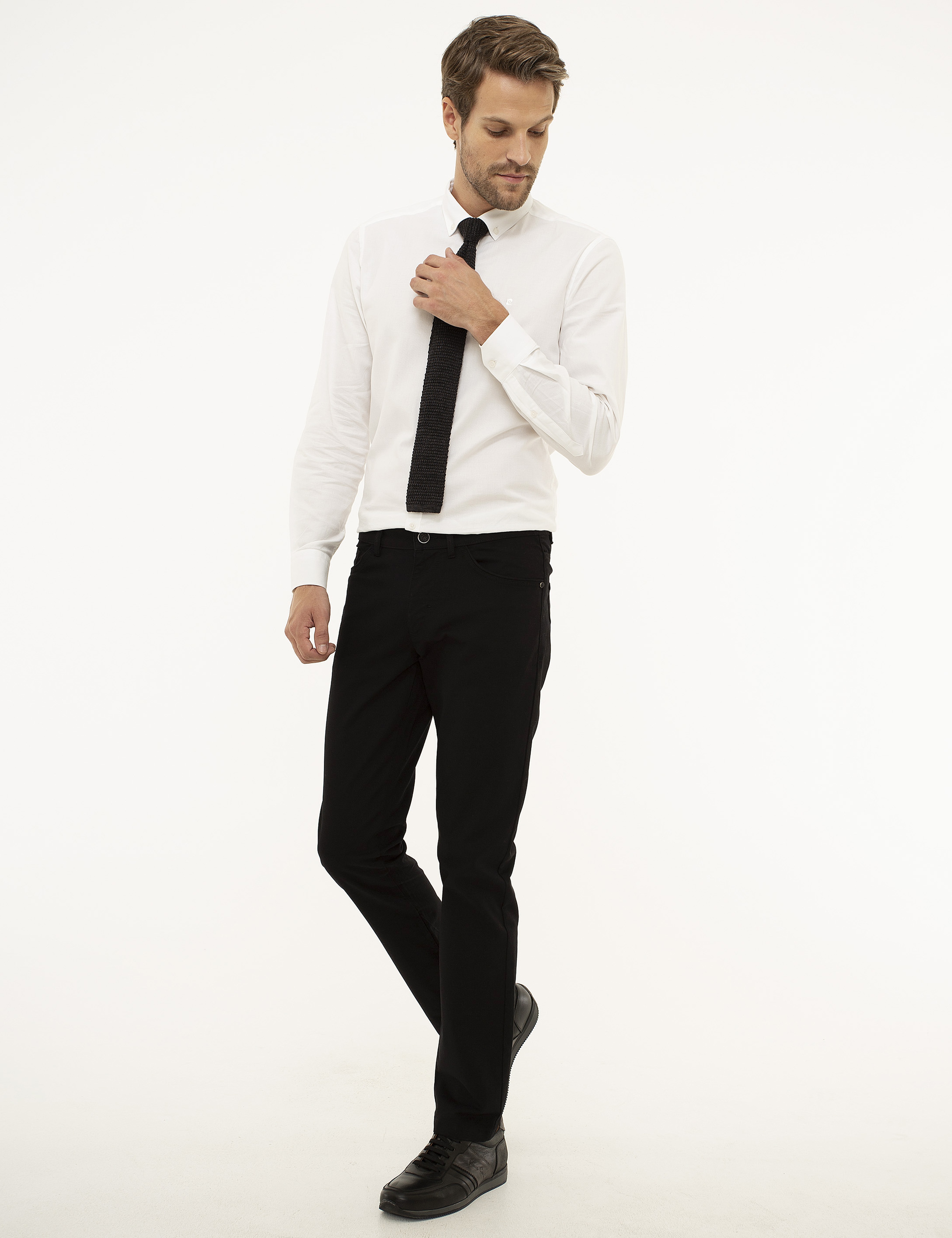 Siyah Slim Fit Kanvas Pantolon
