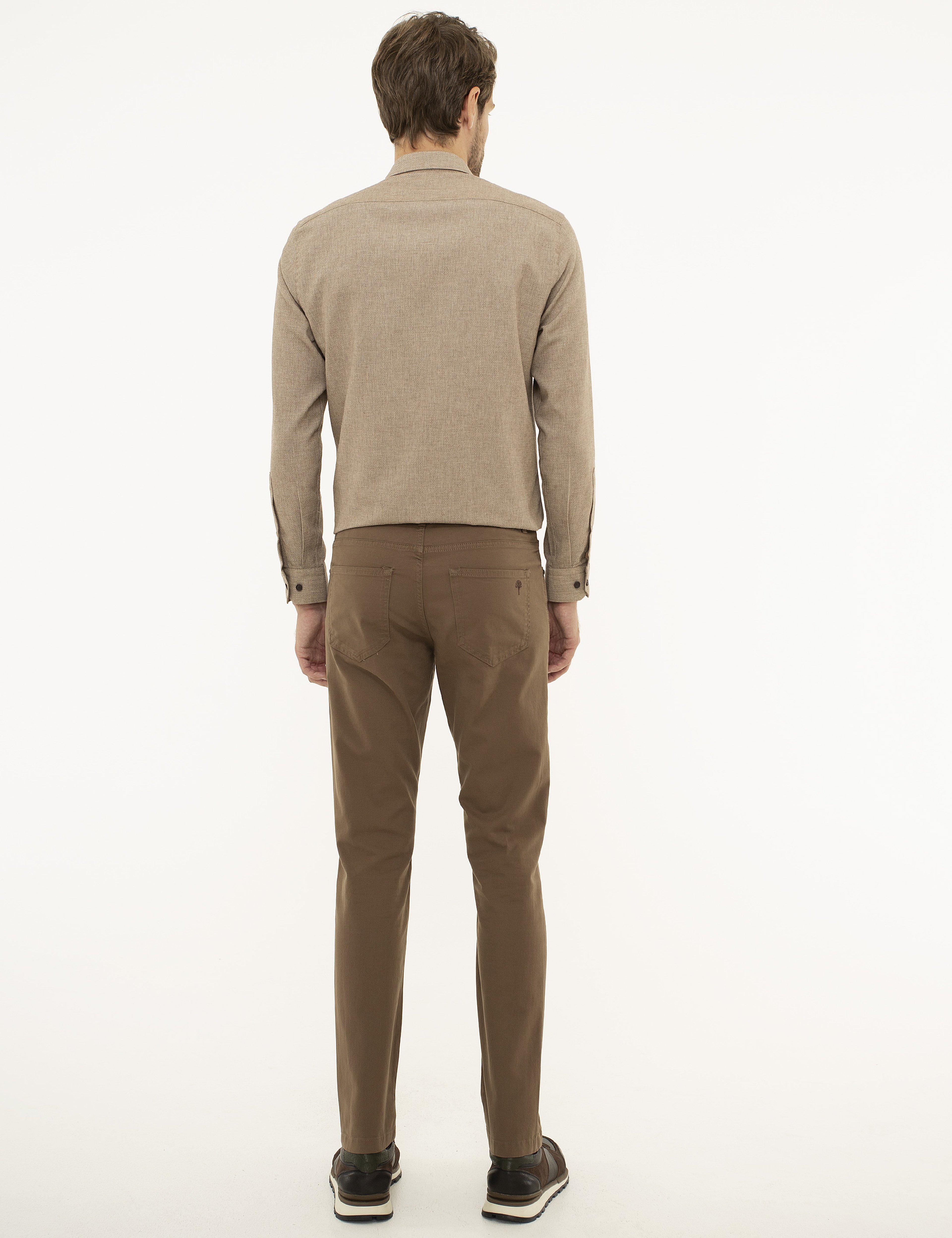 Açık Kahverengi Slim Fit Chino Pantolon - Image 3
