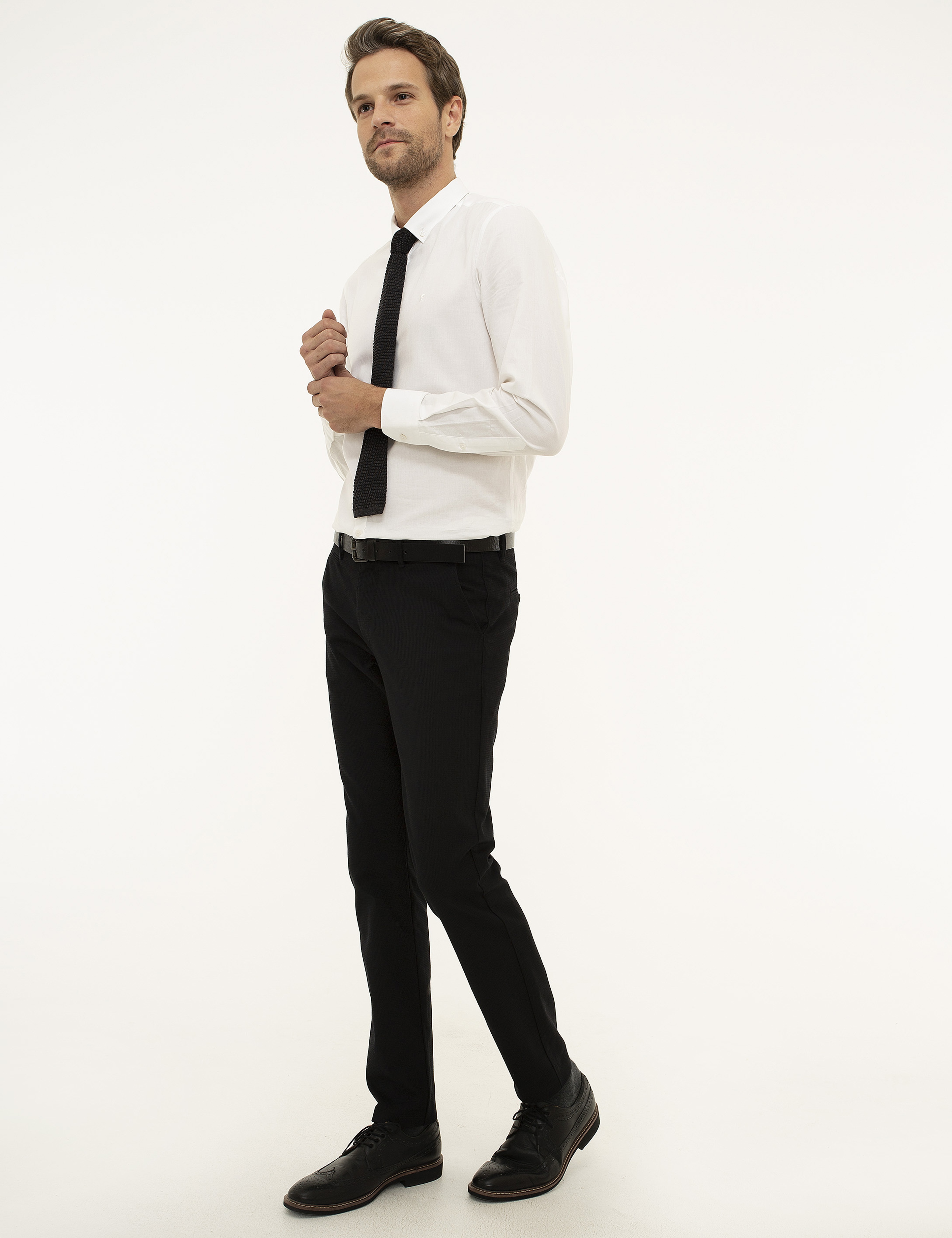 Siyah Slim Fit Chino Pantolon - Image 2