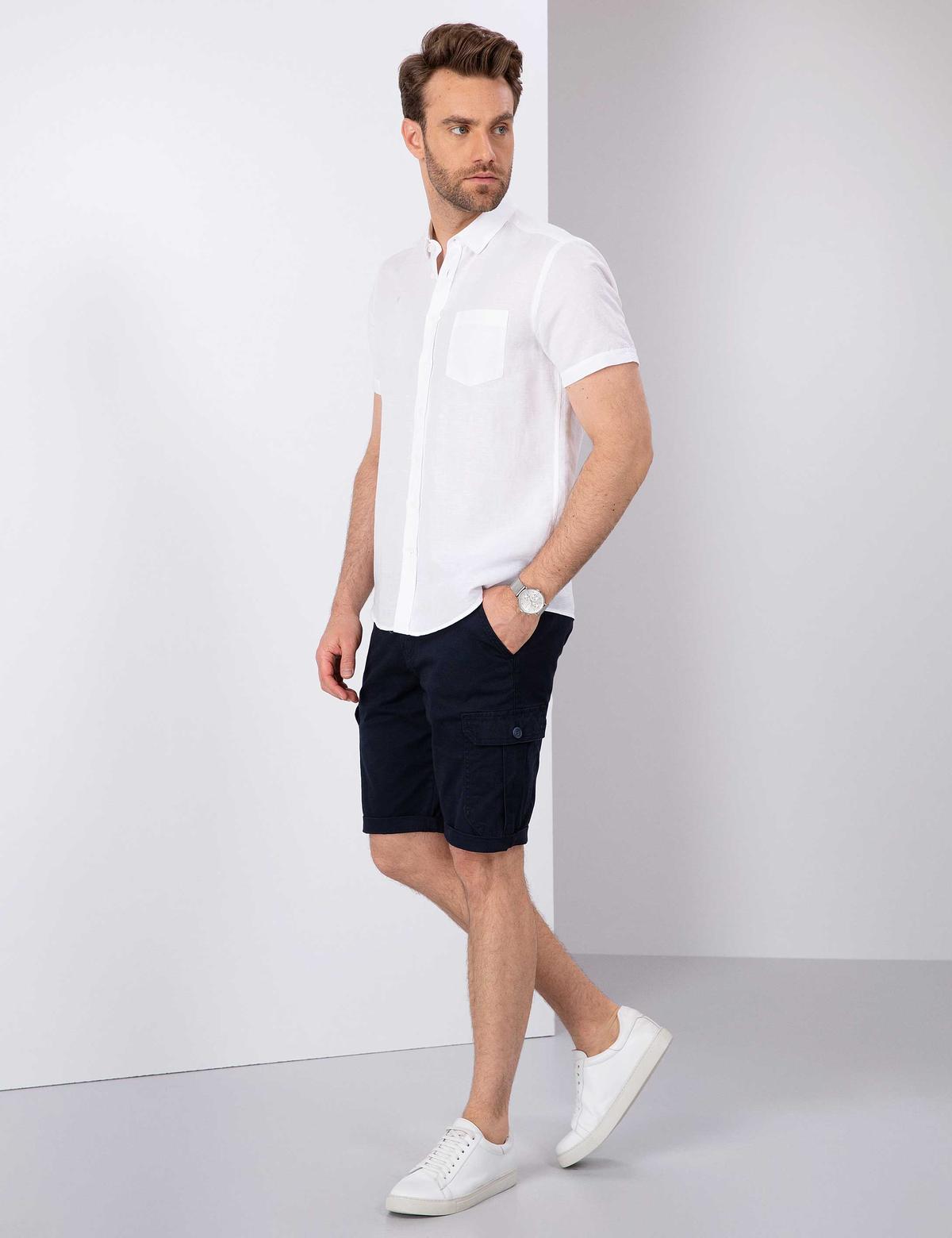 Lacivert Standart Fit Bermuda Şort - 50209165006