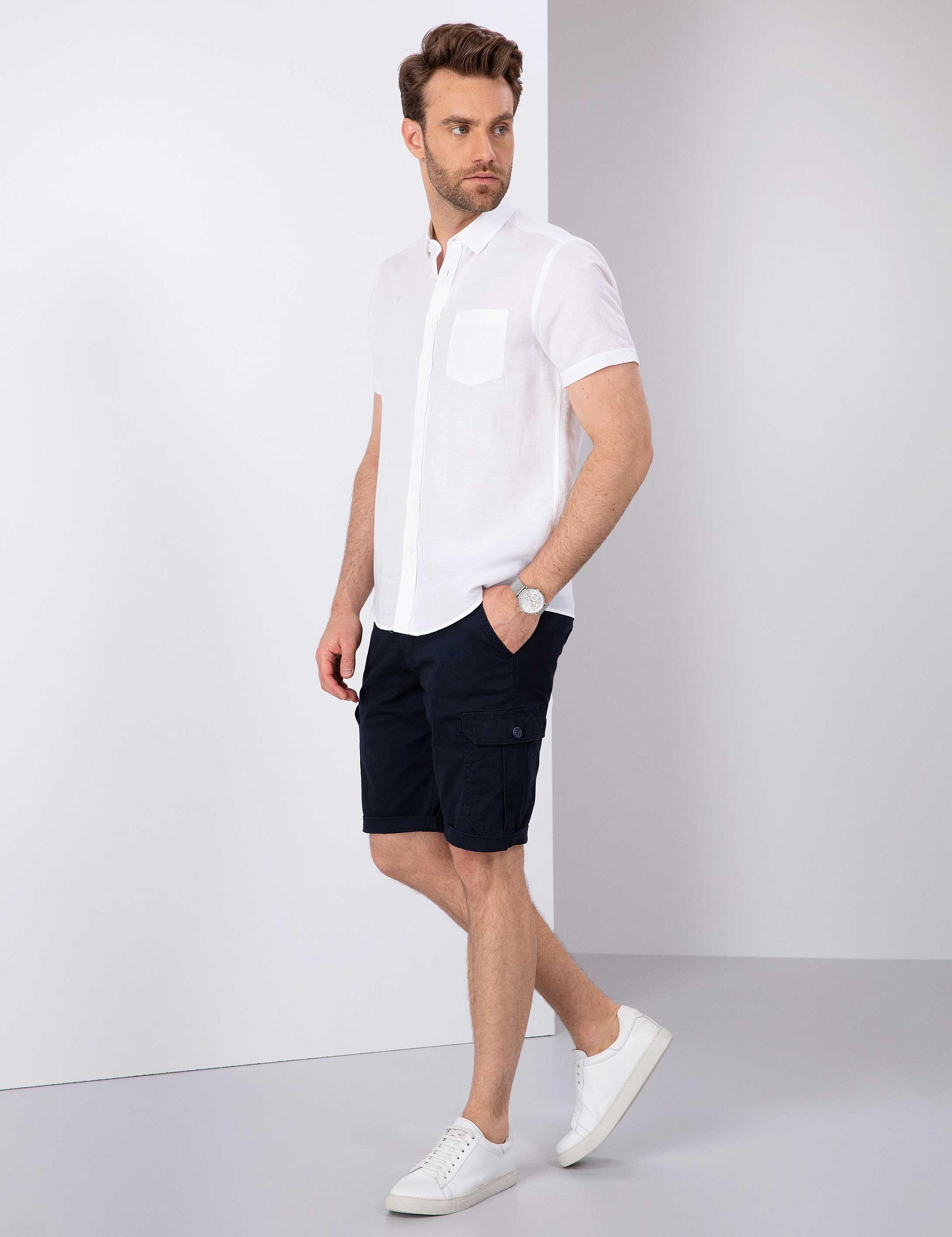 Lacivert Standart Fit Bermuda Şort