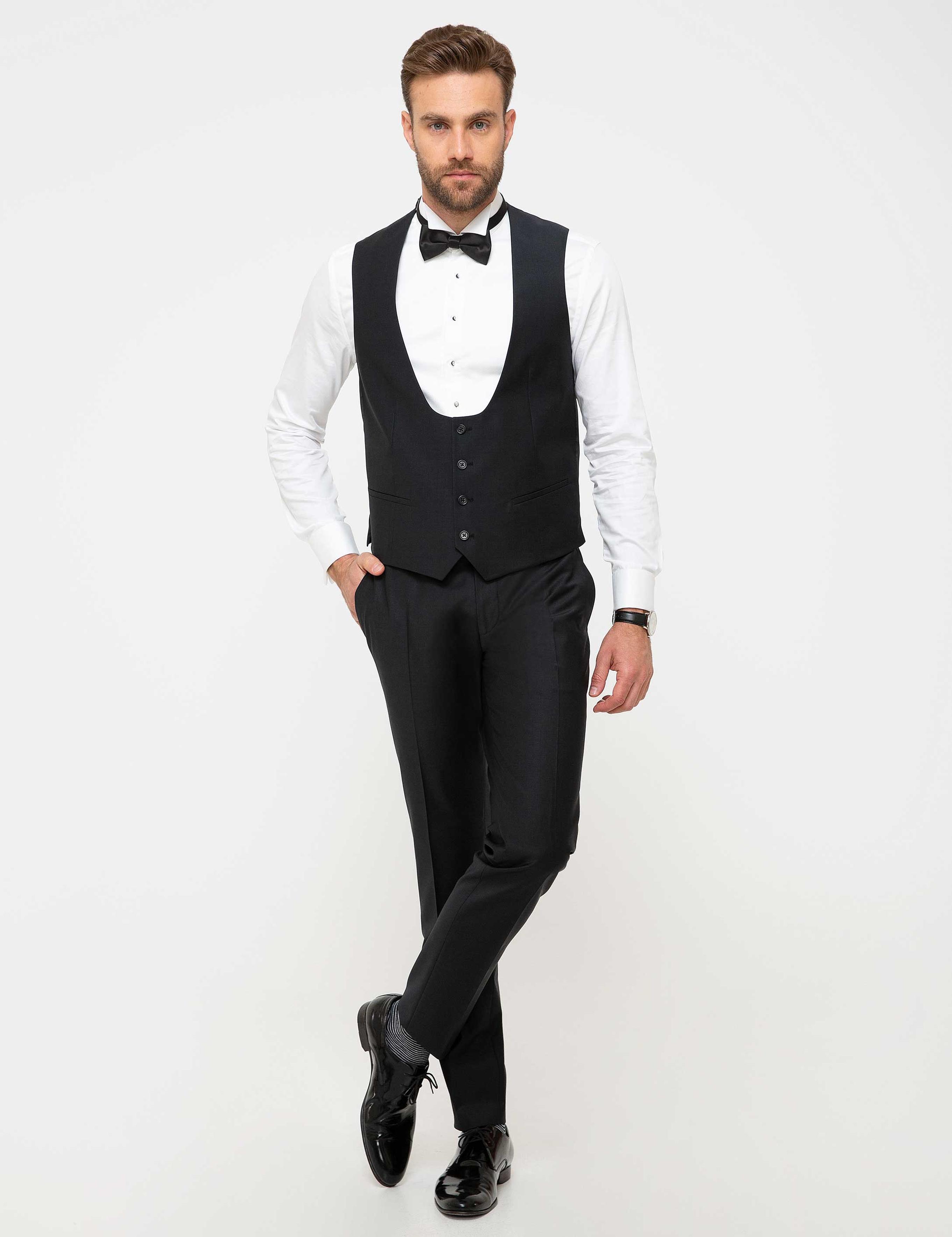 Ekru Yelekli Damatlık Smokin