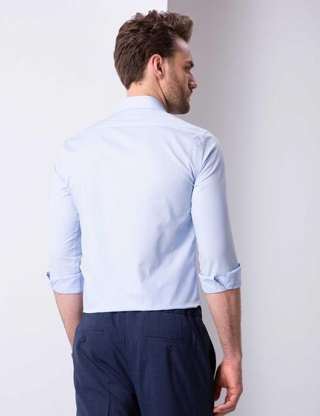 Açık Mavi Slim Fit Uzun Kollu Basic Gömlek - 50209272001