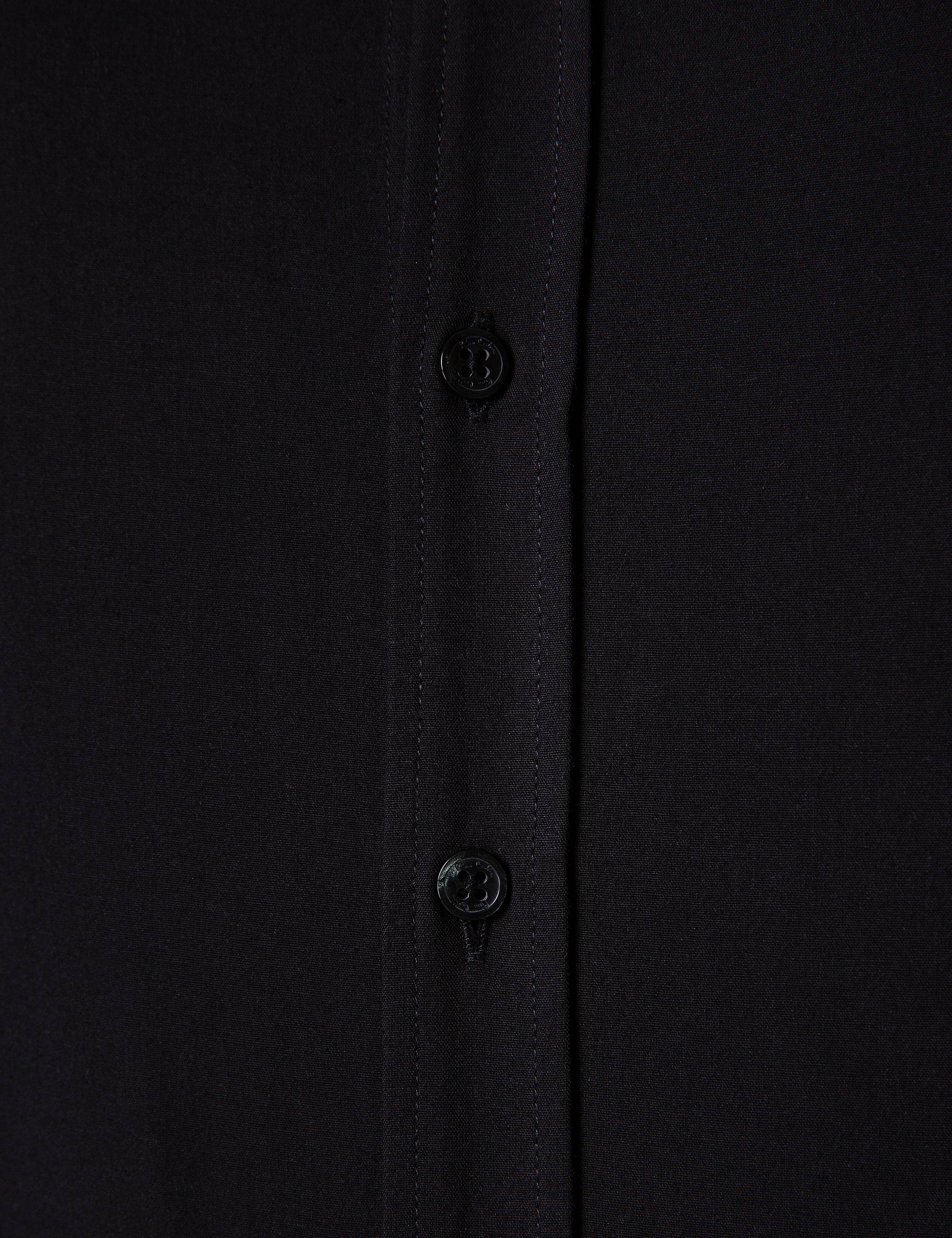Siyah Slim Fit Basic Gömlek - Image 5