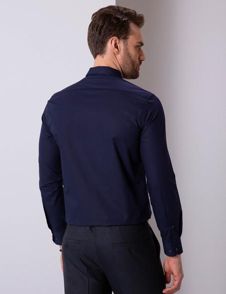 Lacivert Slim Fit Uzun Kollu Basic Gömlek - 50209272028