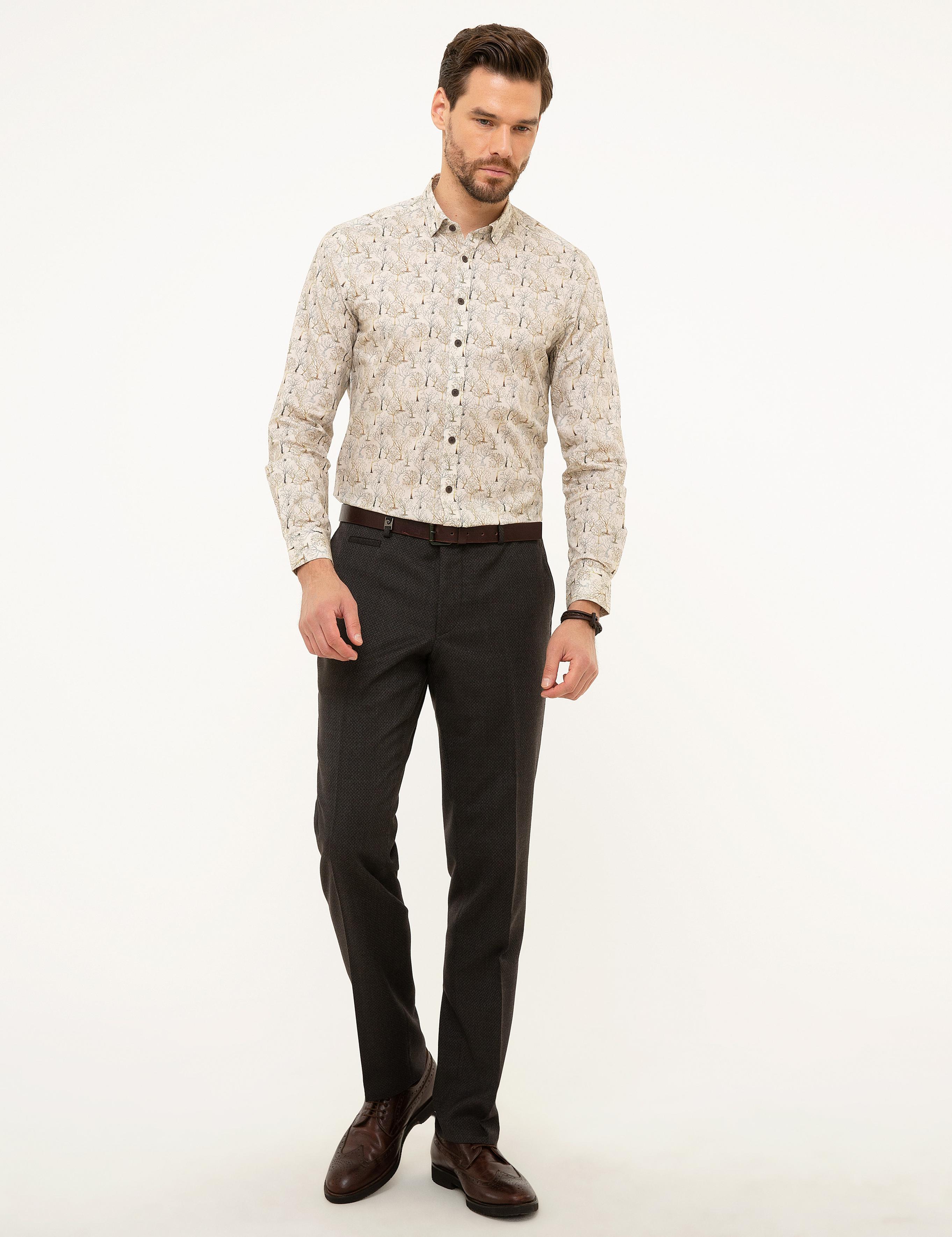 Bej Slim Fit Gömlek