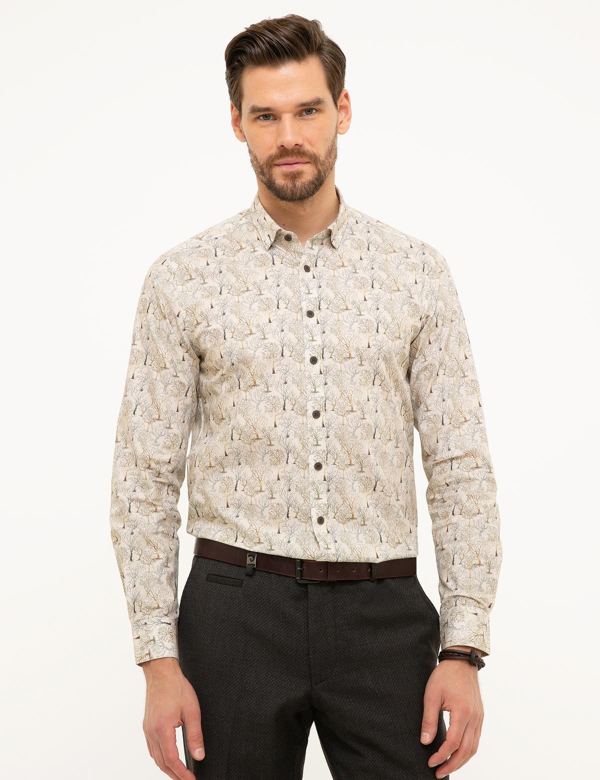 Bej Slim Fit Gömlek